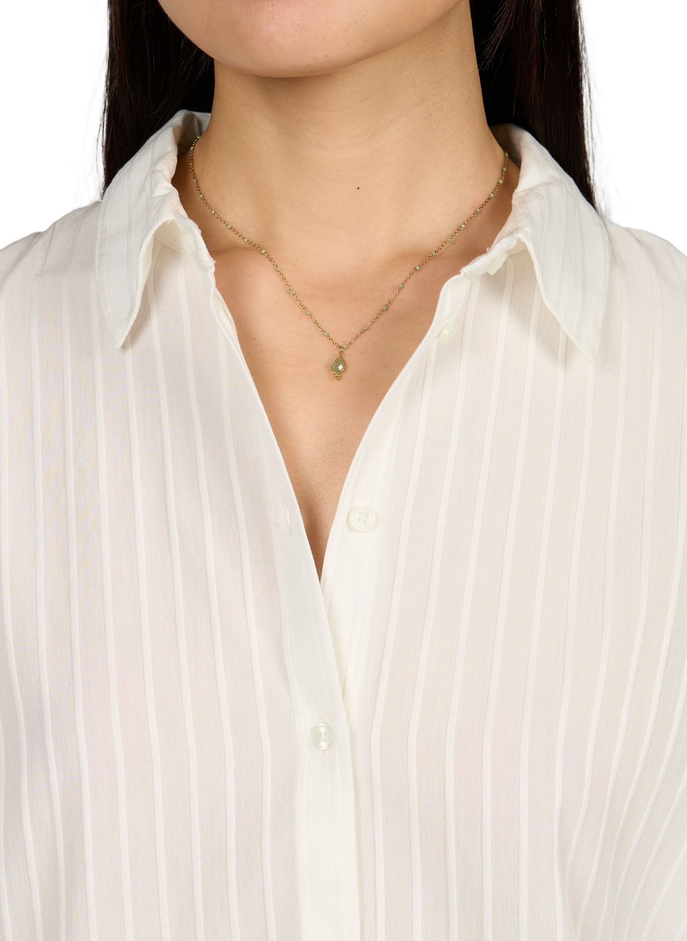 Collier avec pierres de gemmes AU PRINTEMPS PARIS Vert