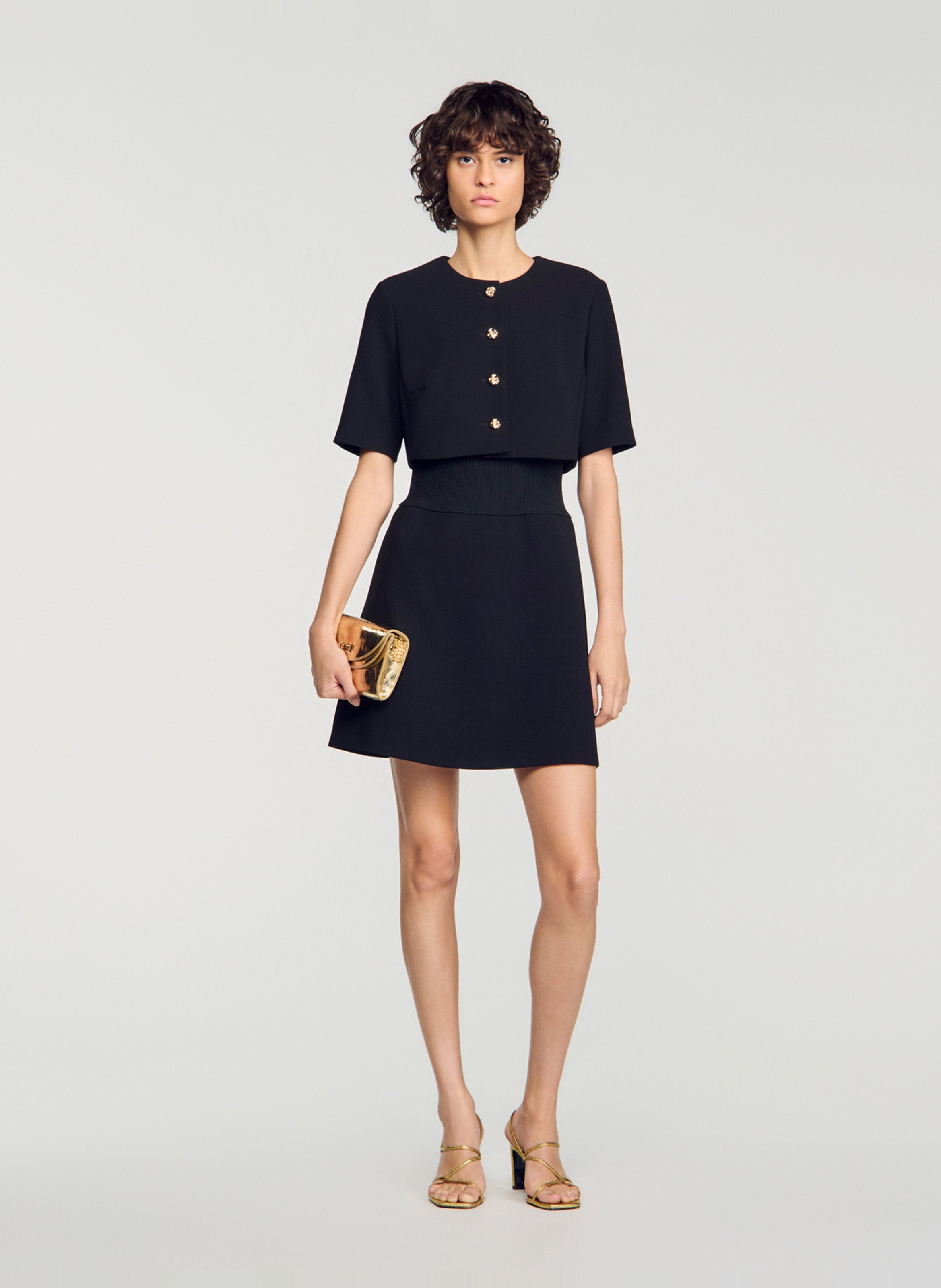 Robe cintrée col rond 2 en 1 SANDRO Noir