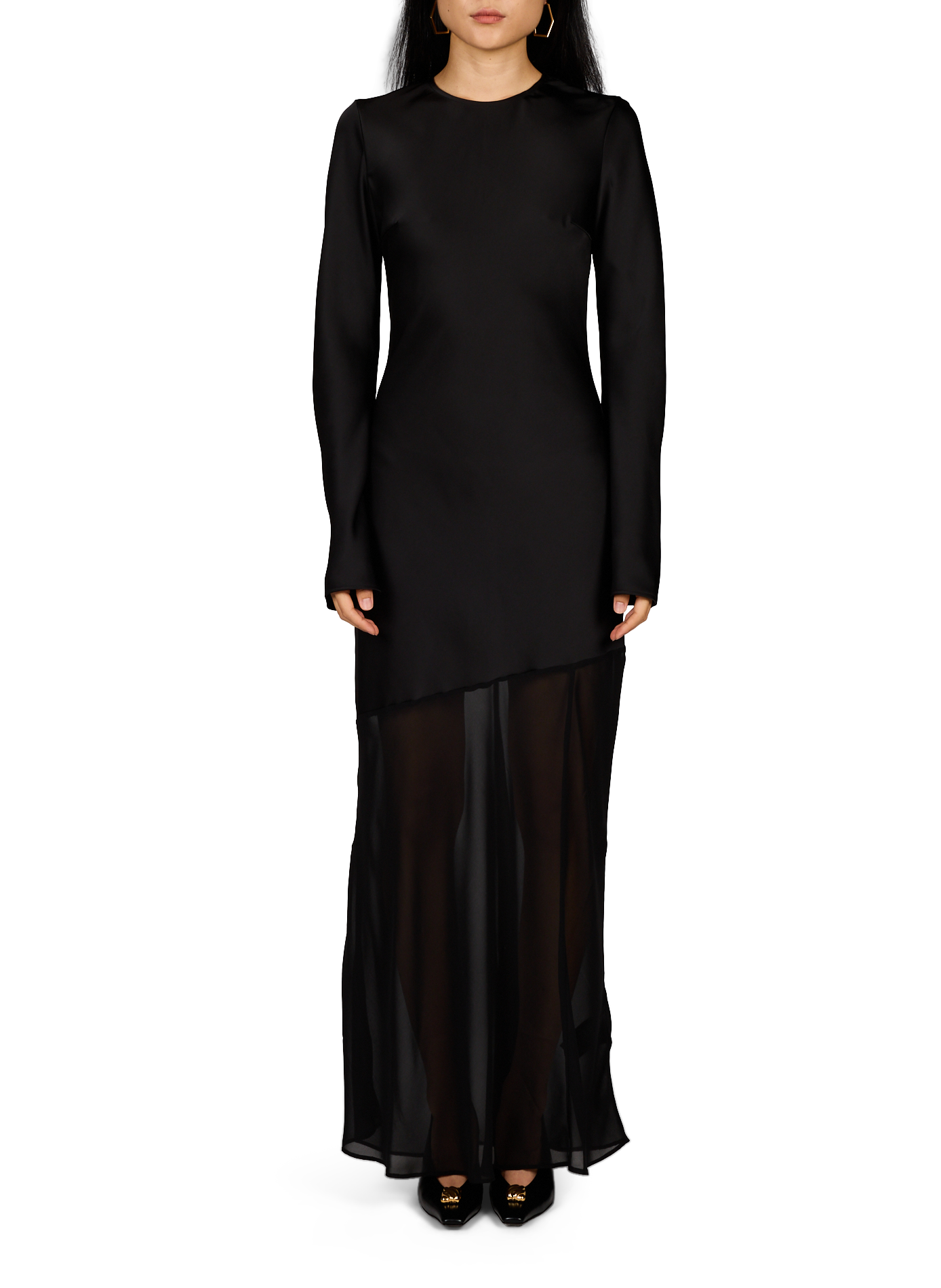 Lange zweifarbige Kleid ROTATE Schwarz