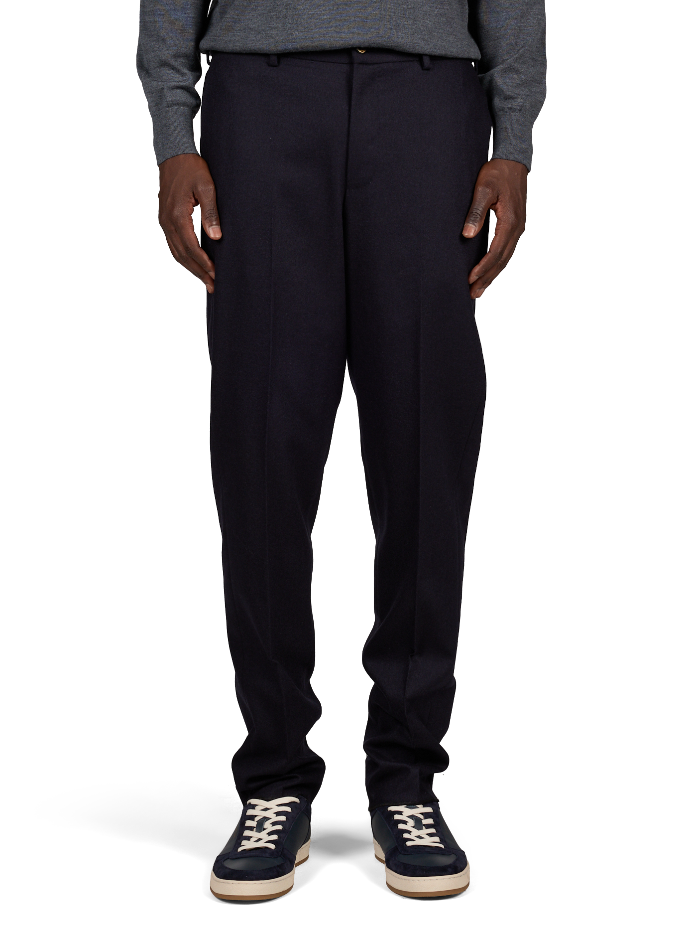 Slim-fit broek van gemengde wol en kasjmier PT01 Blauw