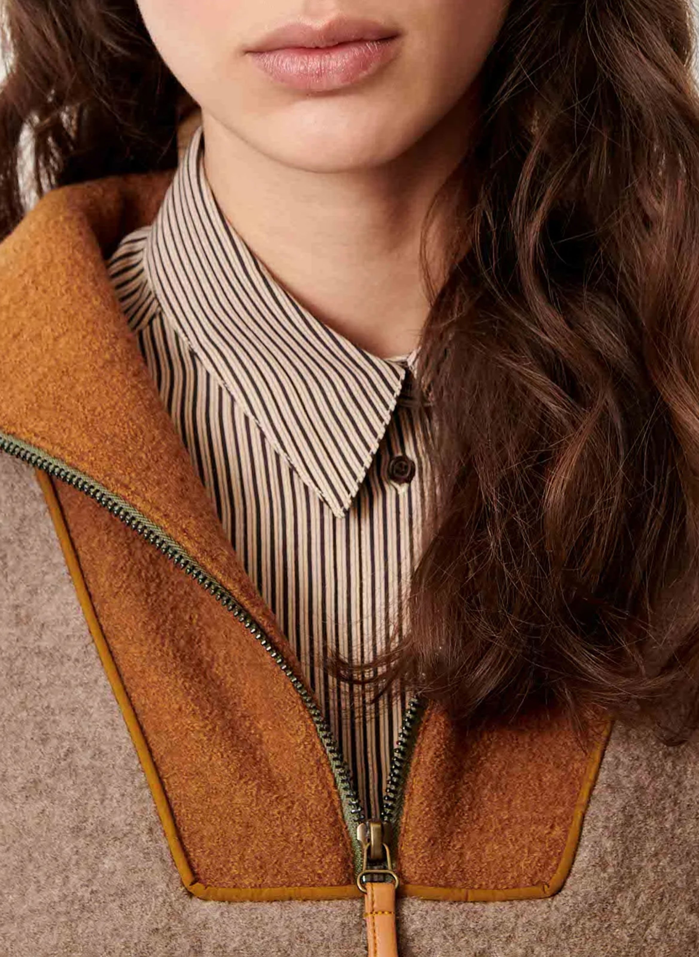 Veste droite col camionneur en laine costwelle SESSUN Marron