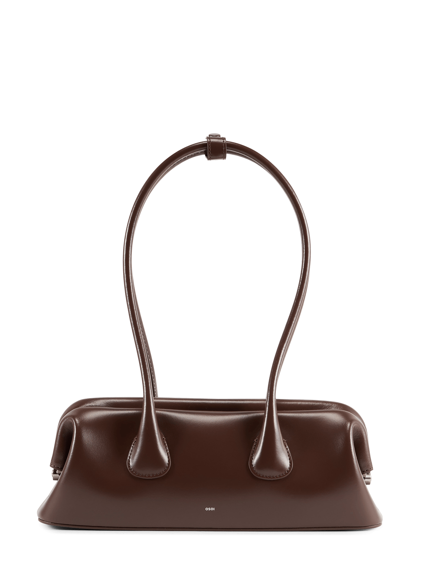 Sac porté épaule Boat Wide Mini en cuir  Choco brown