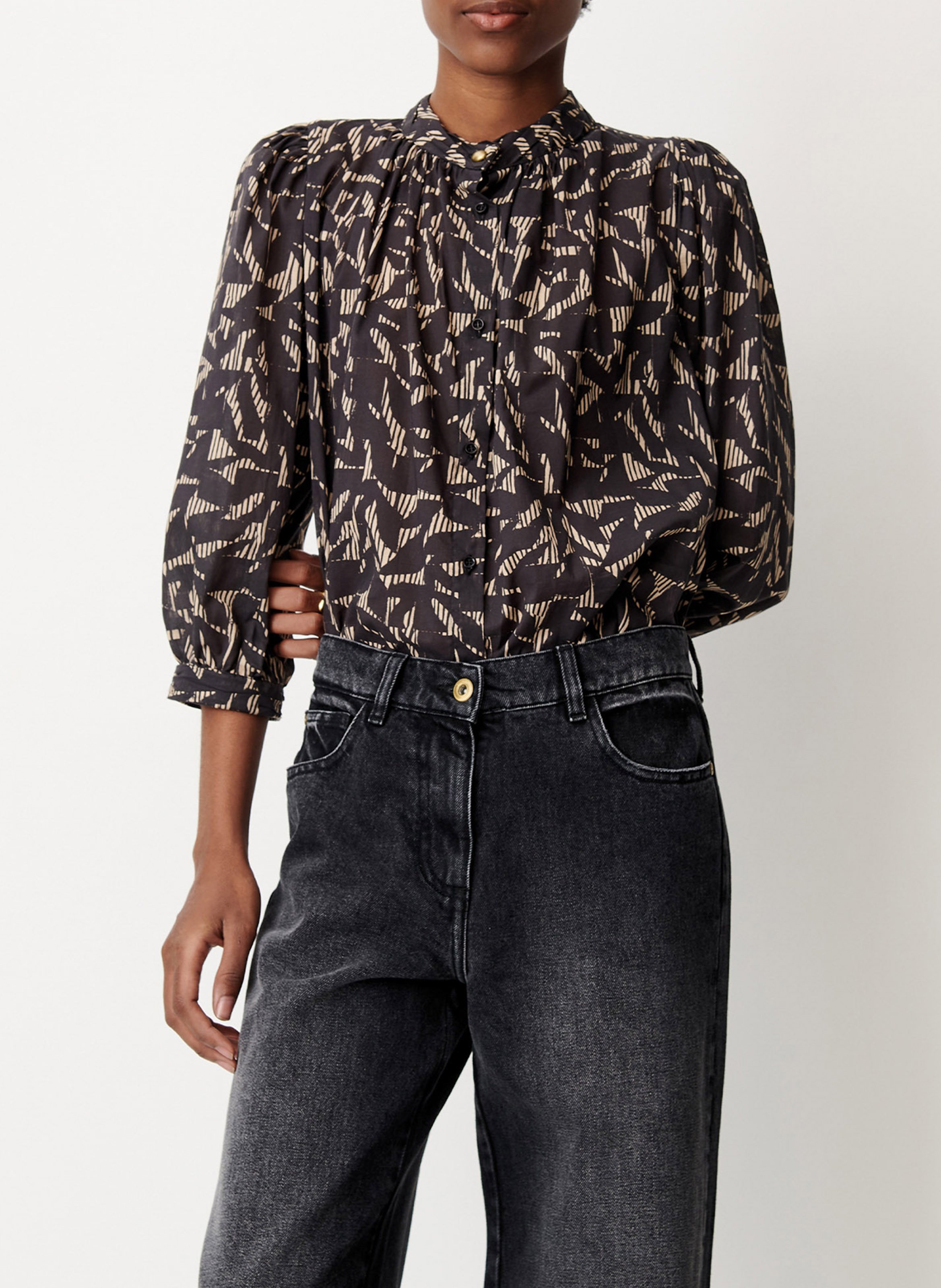 Blouse droite col montant satinée lylis SESSUN Noir