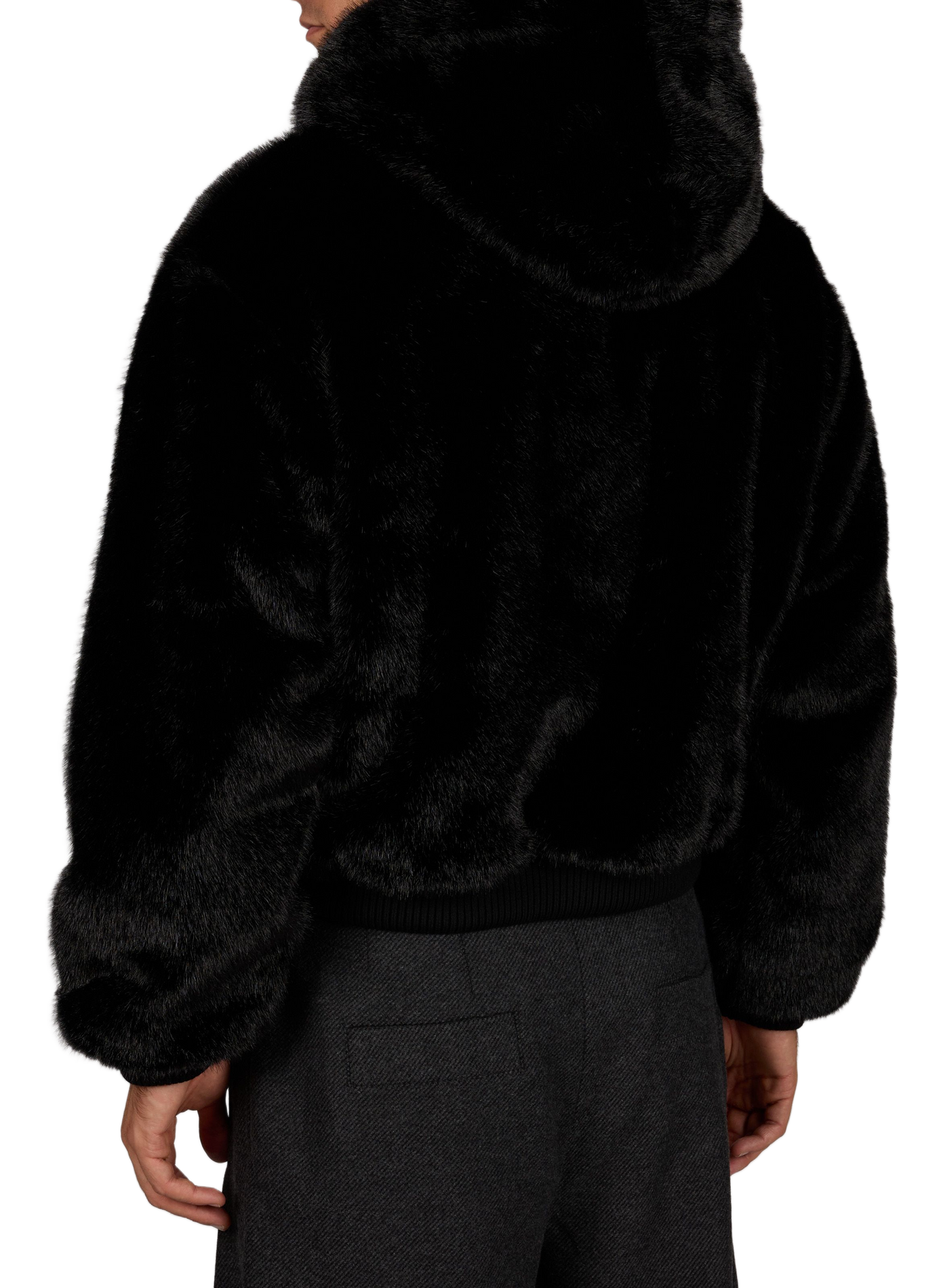 Straight hooded faux fur-effect jacket ERL Black