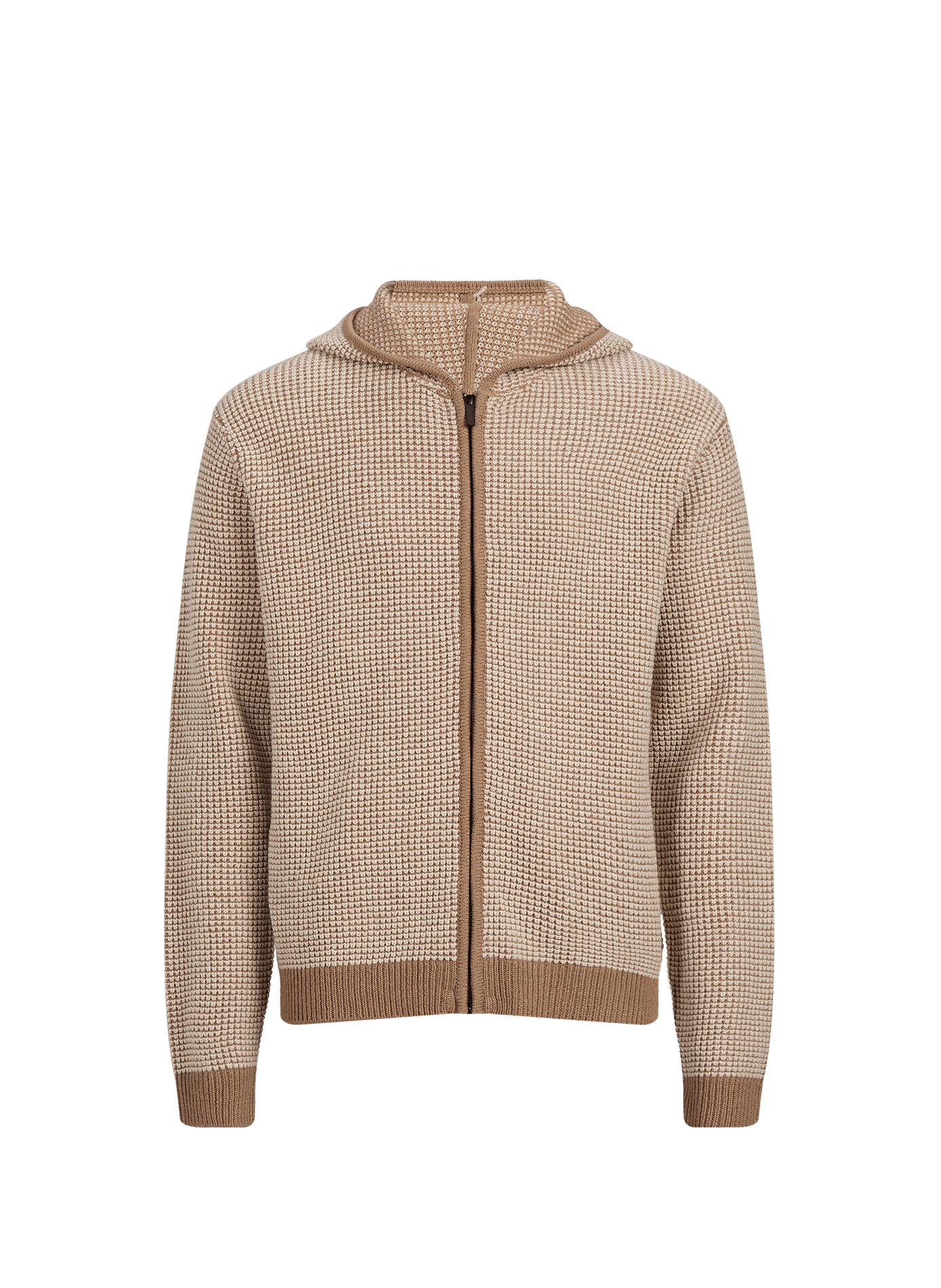 Straight zip-up hooded cardigan KNOWLEDGE COTTON Grey