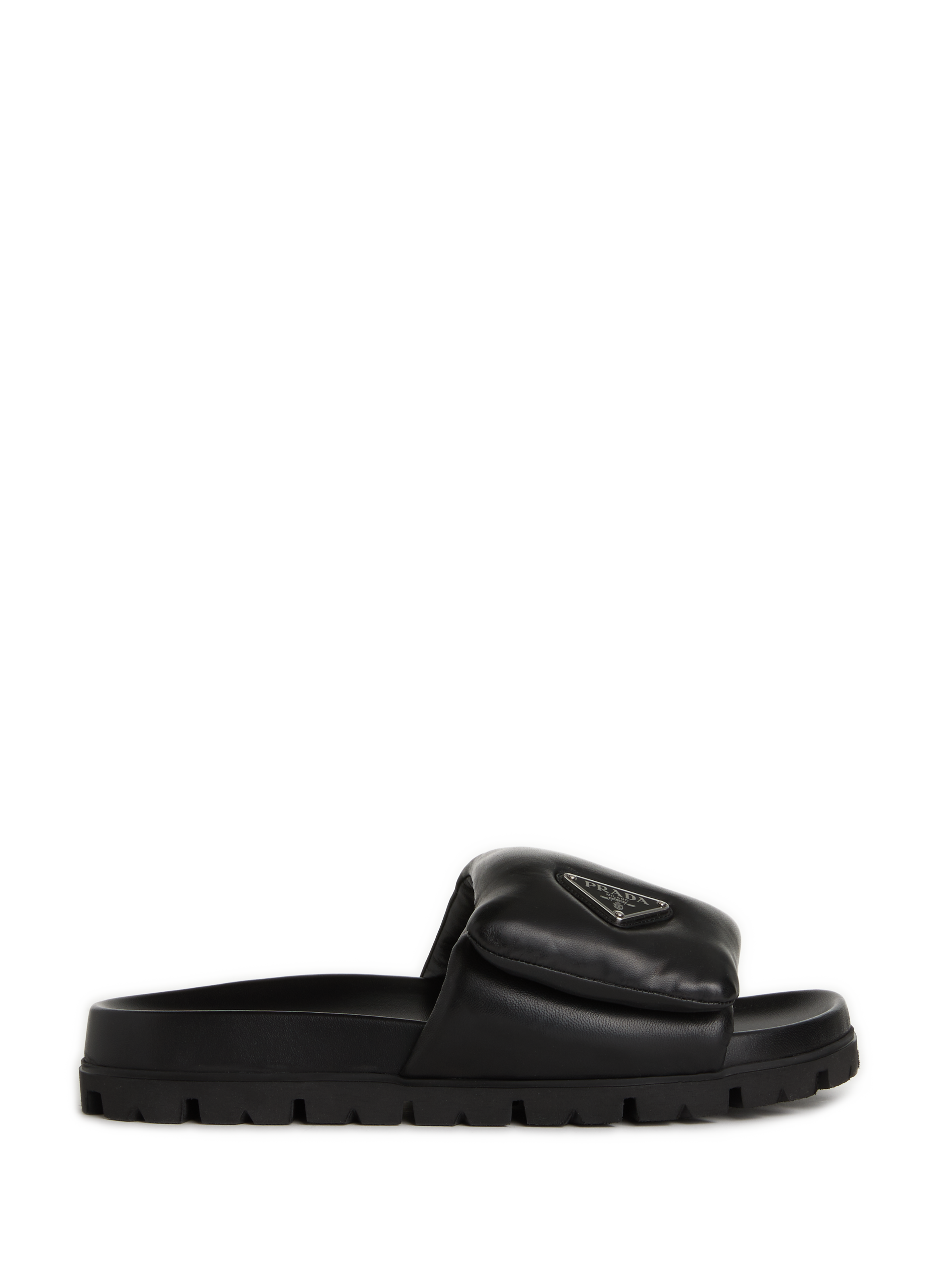 Leather sliders PRADA Black