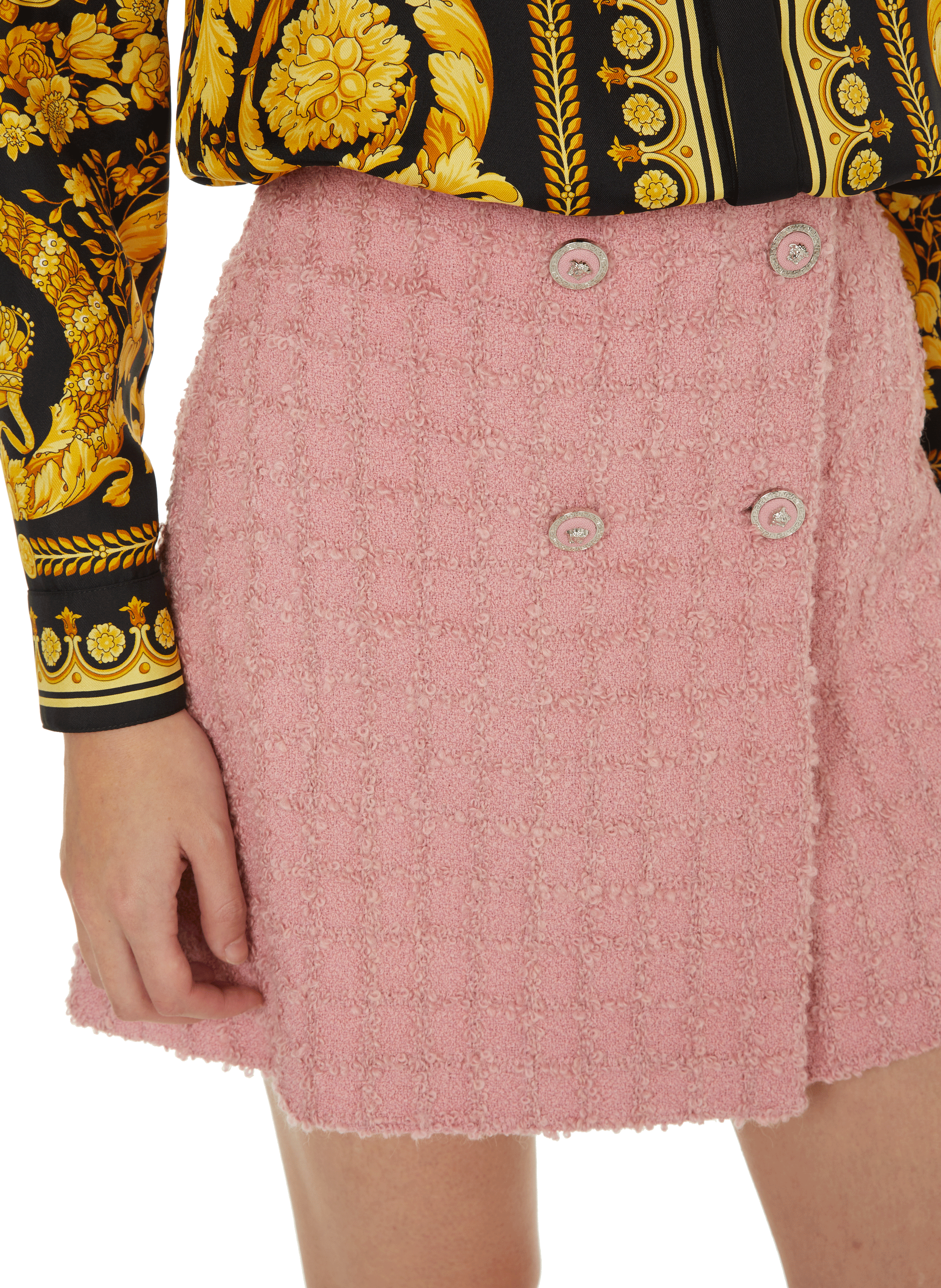 Jupe courte en laine VERSACE Rose