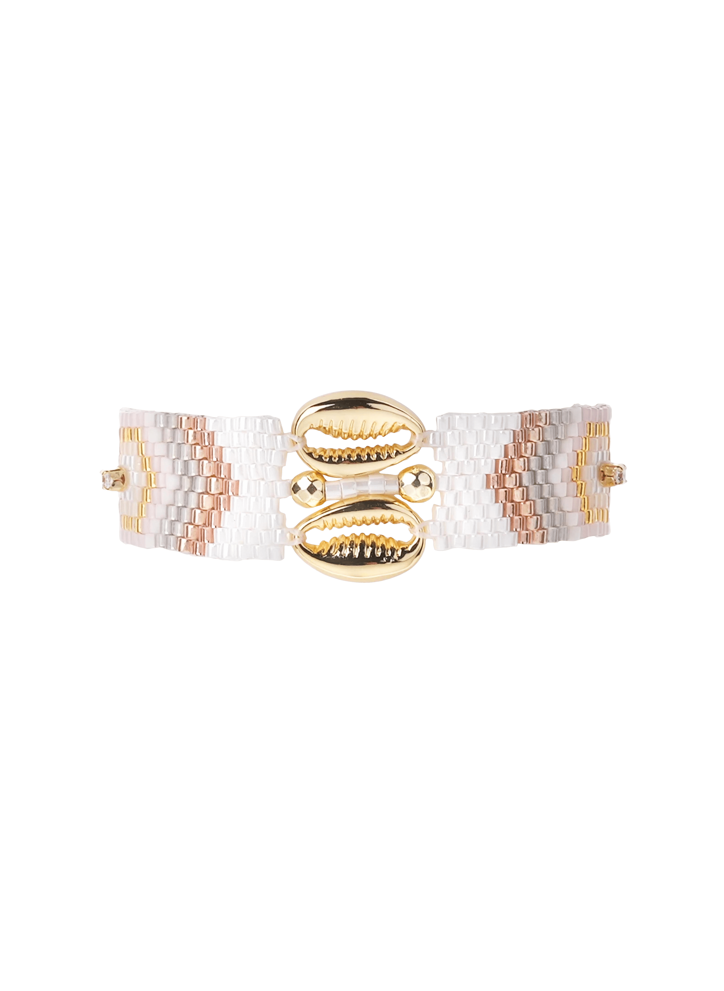 Bracelet tissage en perles ajustable cariacas HIPANEMA Blanc