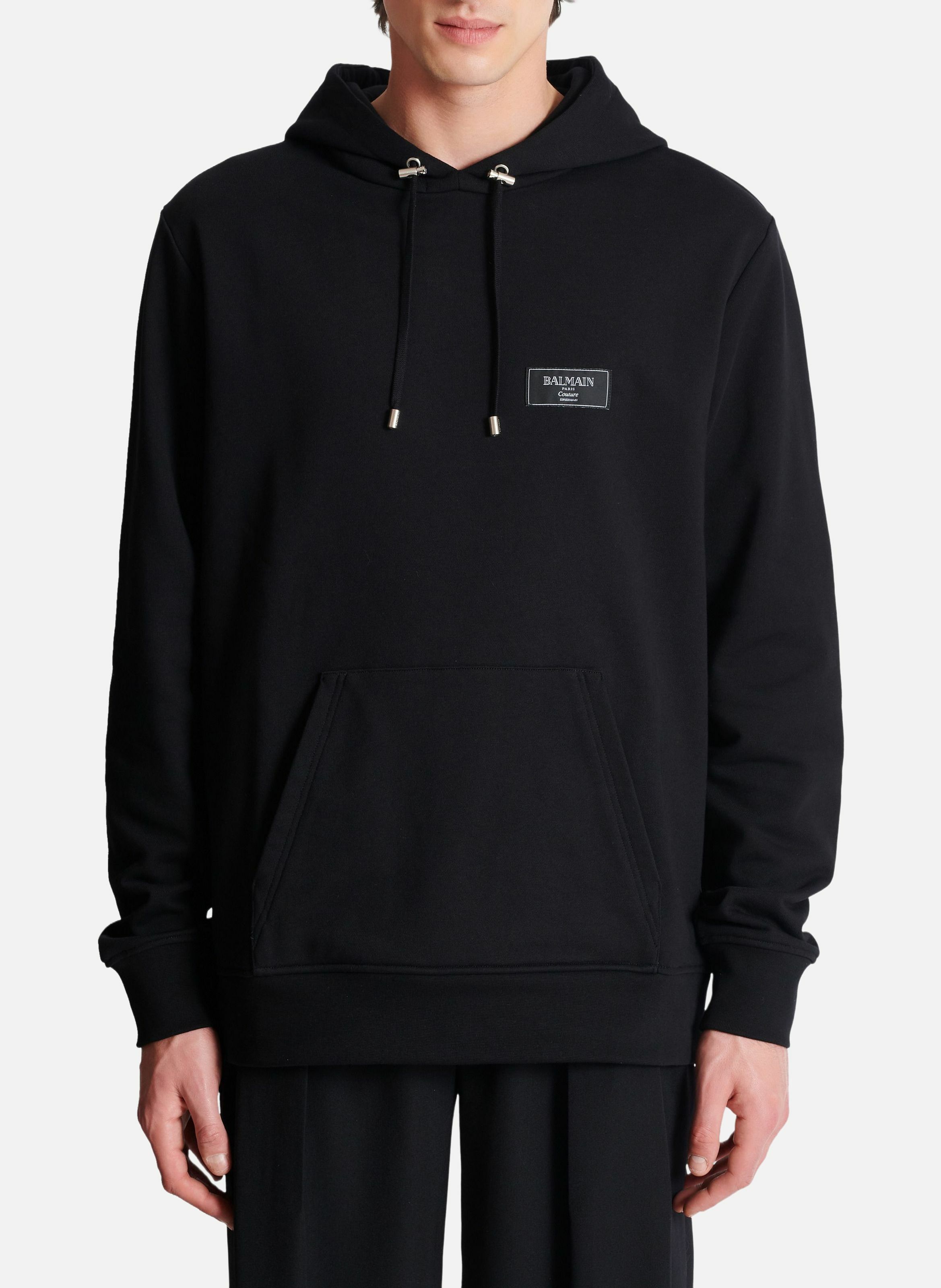 Hoodie à étiquette balmain couture BALMAIN Noir