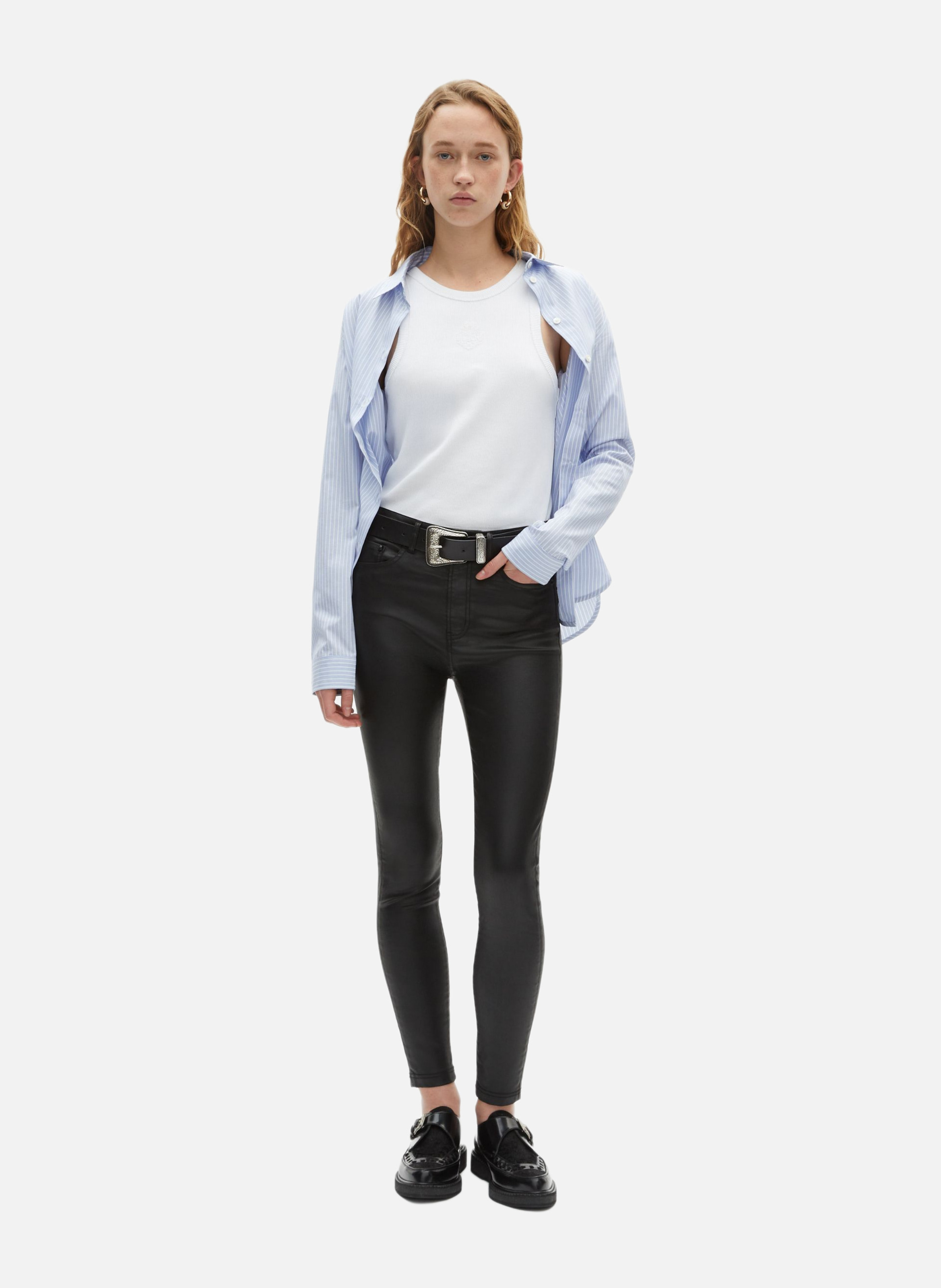 Jean stretch slim effet cuir THE KOOPLES Noir