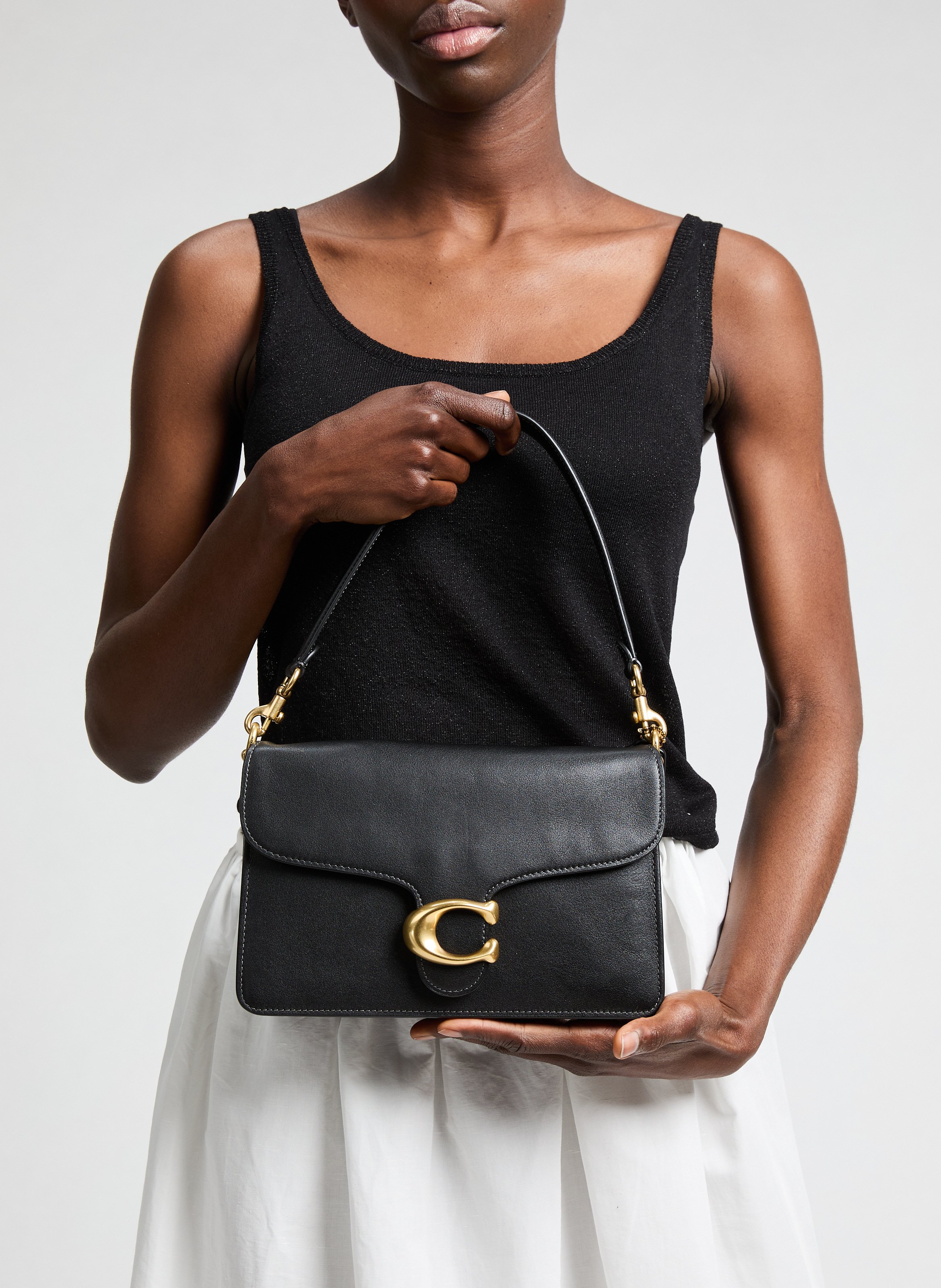 Sac épaule avec chaîne en cuir COACH Noir