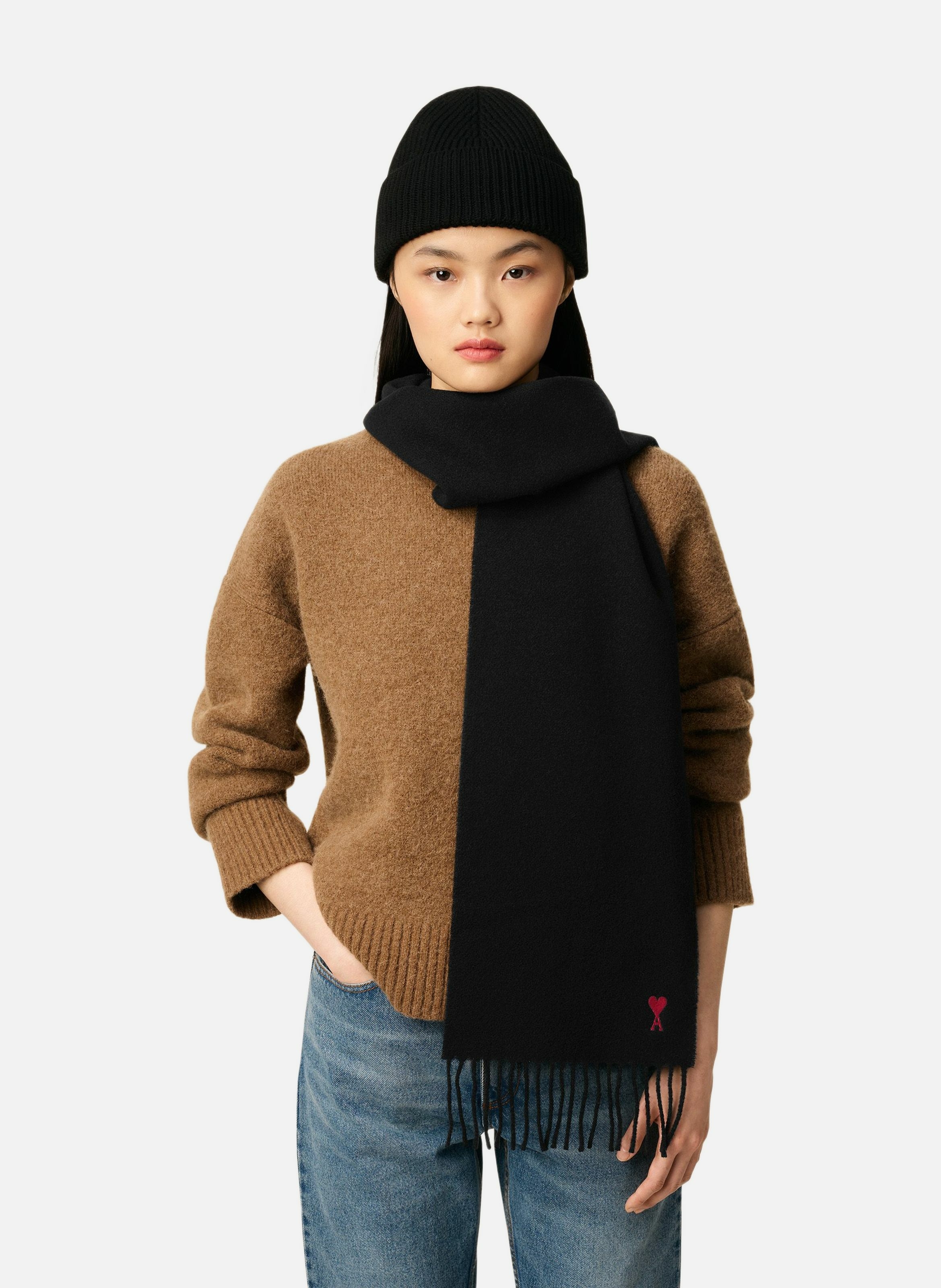 Echarpe ami de coeur rouge unisexe AMI PARIS Noir