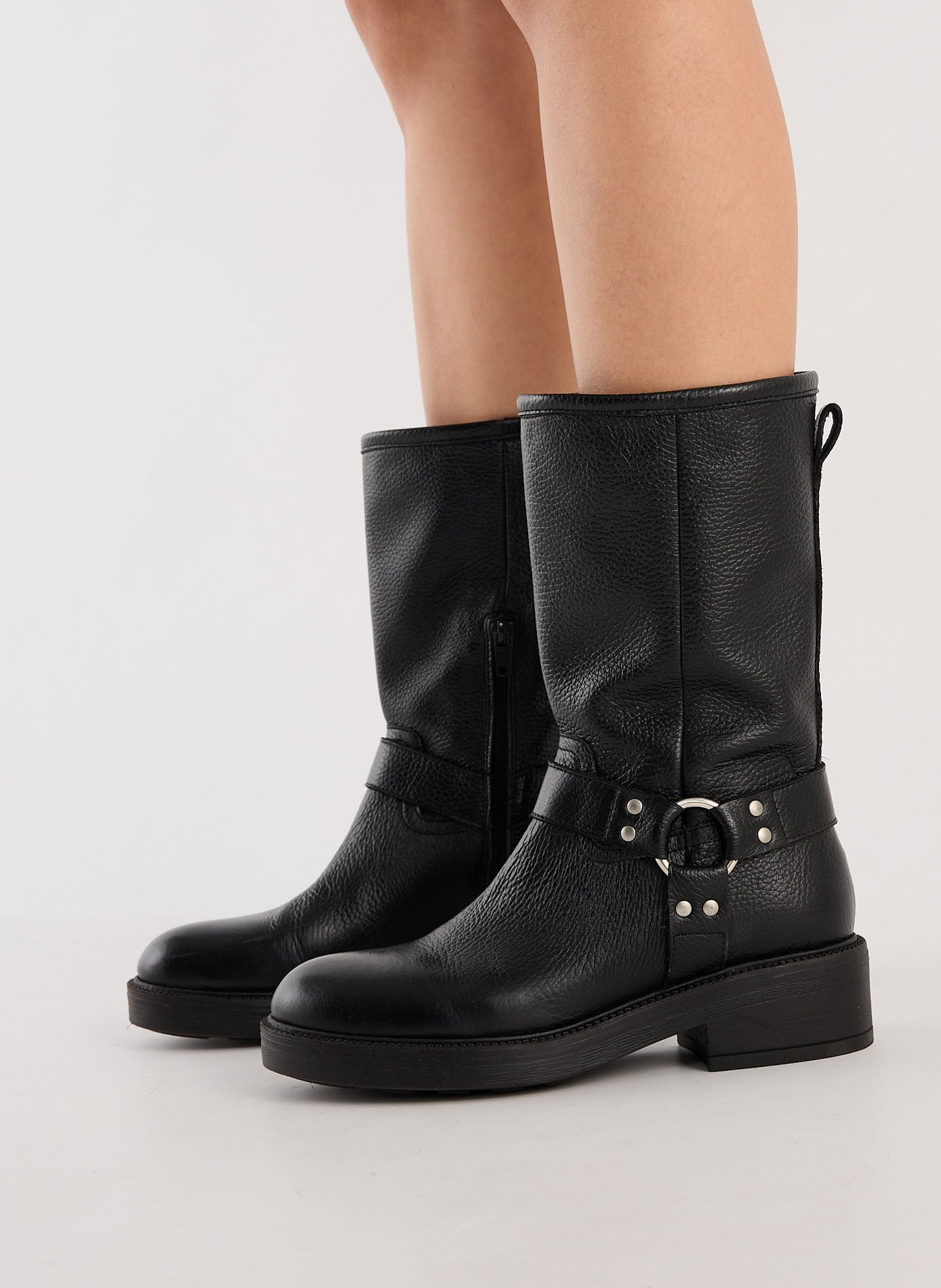 Bottines motardes à talons Darla en cuir  SAISON 1865 Noir