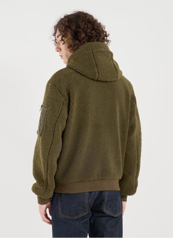 Veste ample à capuche en polaire | Kaki by BOMBERS ORIGINAL Veste ample à capuche en polaire Kaki