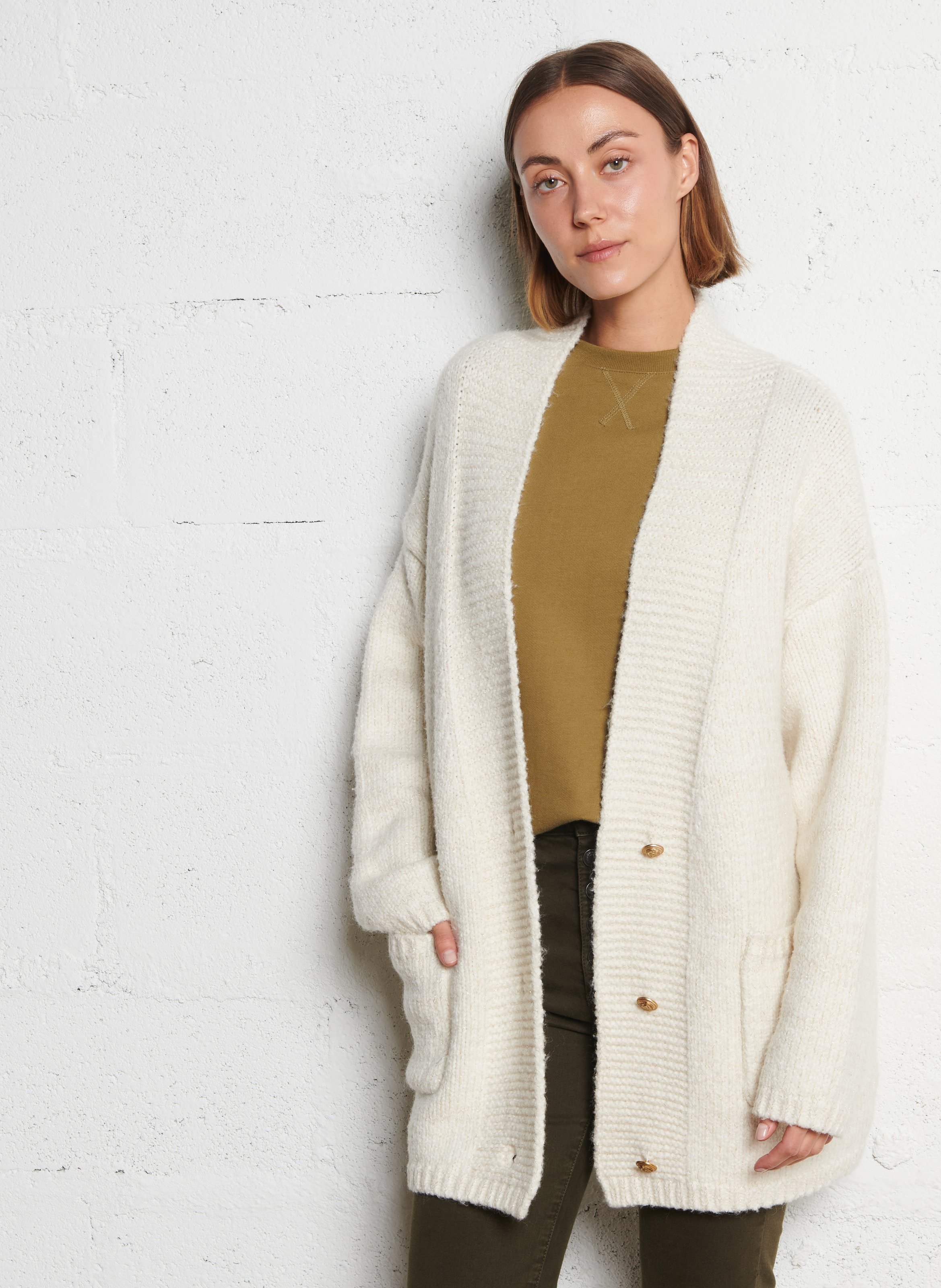 Gilet col v IKKS Blanc