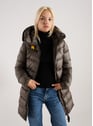 Mid-length hooded puffer jacket Marion | Grey by PARAJUMPERS PARAJUMPERS Mid-length hooded puffer jacket Marion | Grey