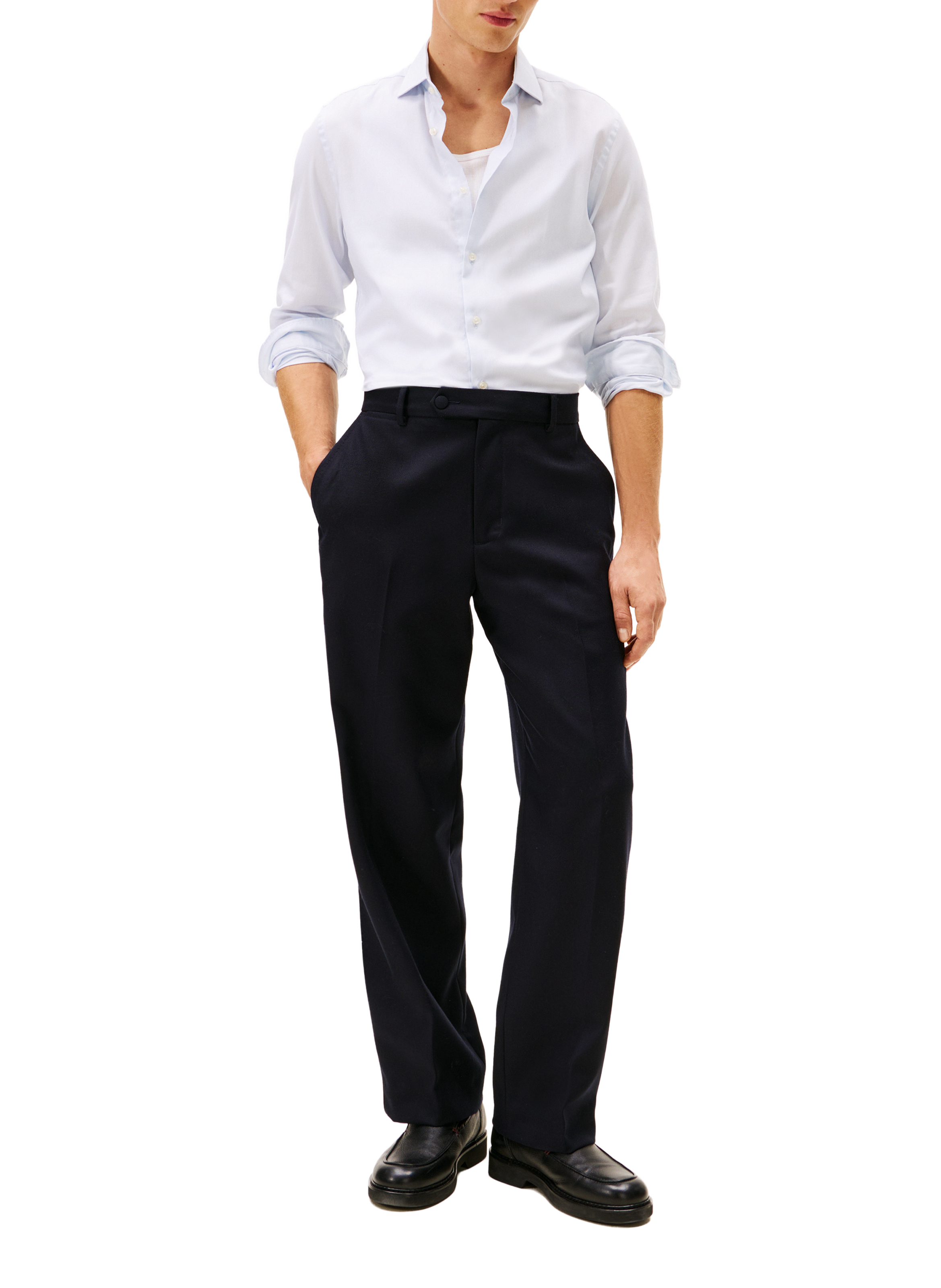 Shirt with classic collar in blended cotton TOMMY HILFIGER Blue