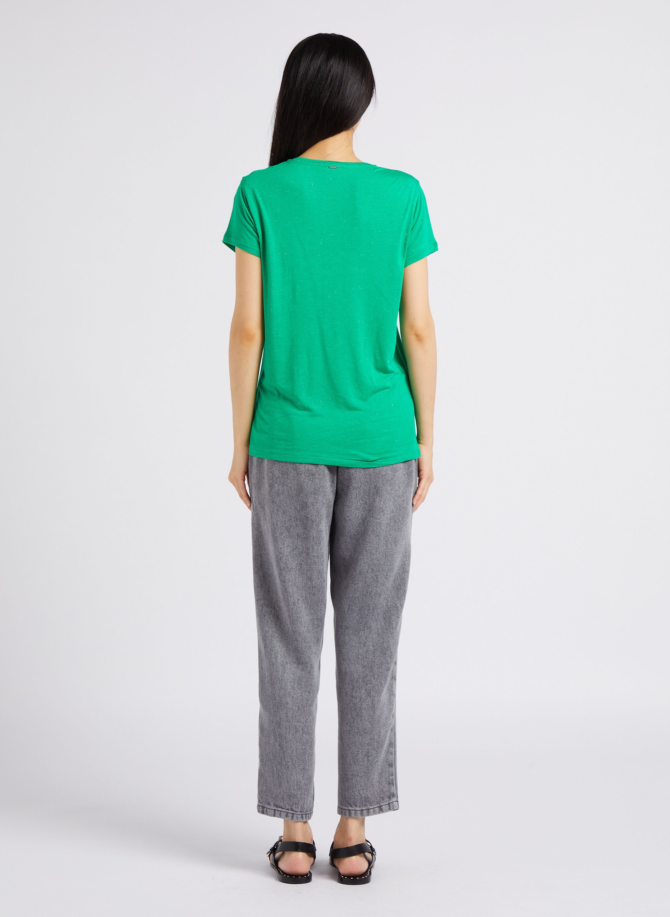 Jean baggy cropped taille haute délavé andrea IKKS Gris