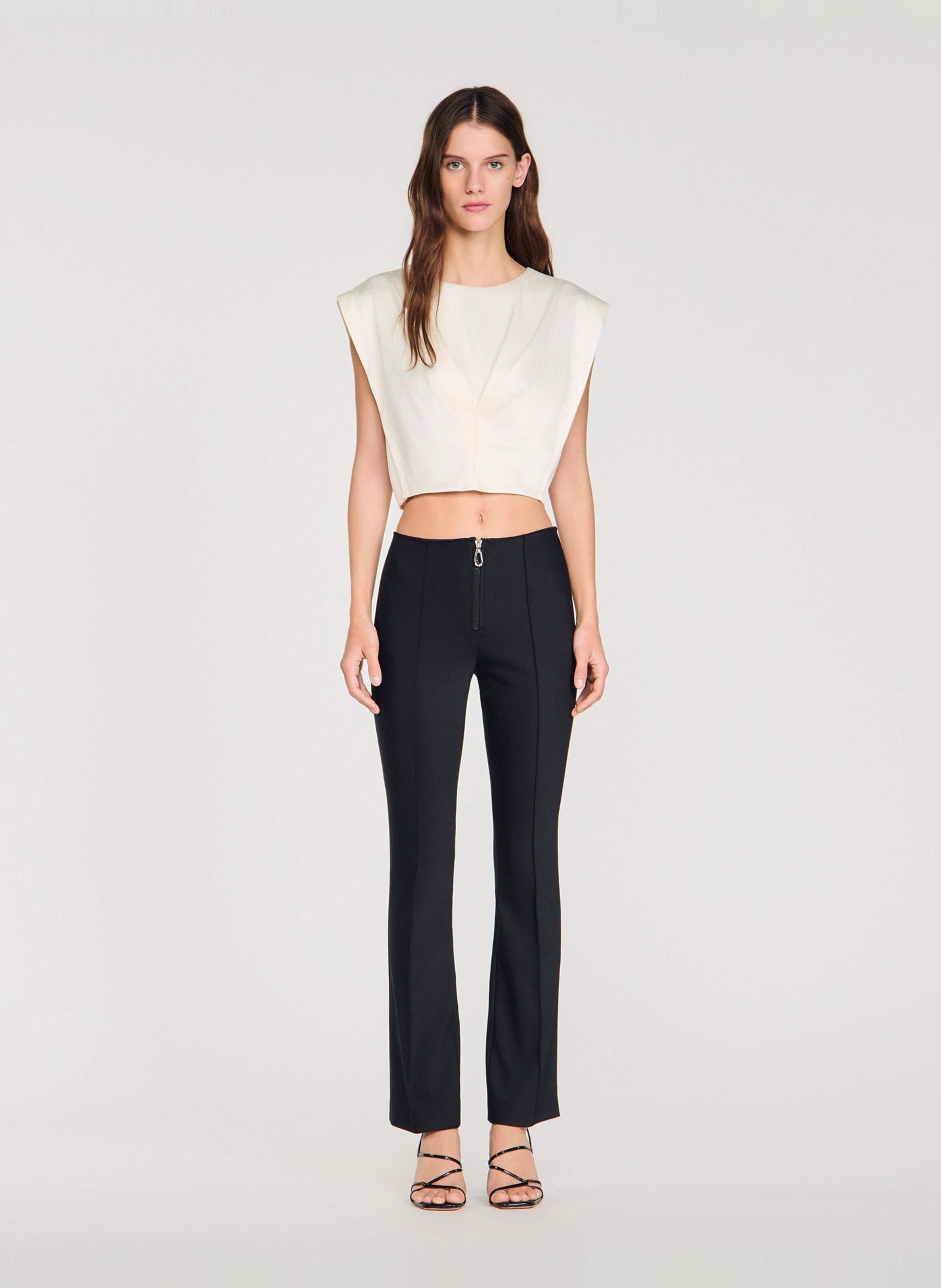 Pantalon droit en coton mélangé SANDRO Noir