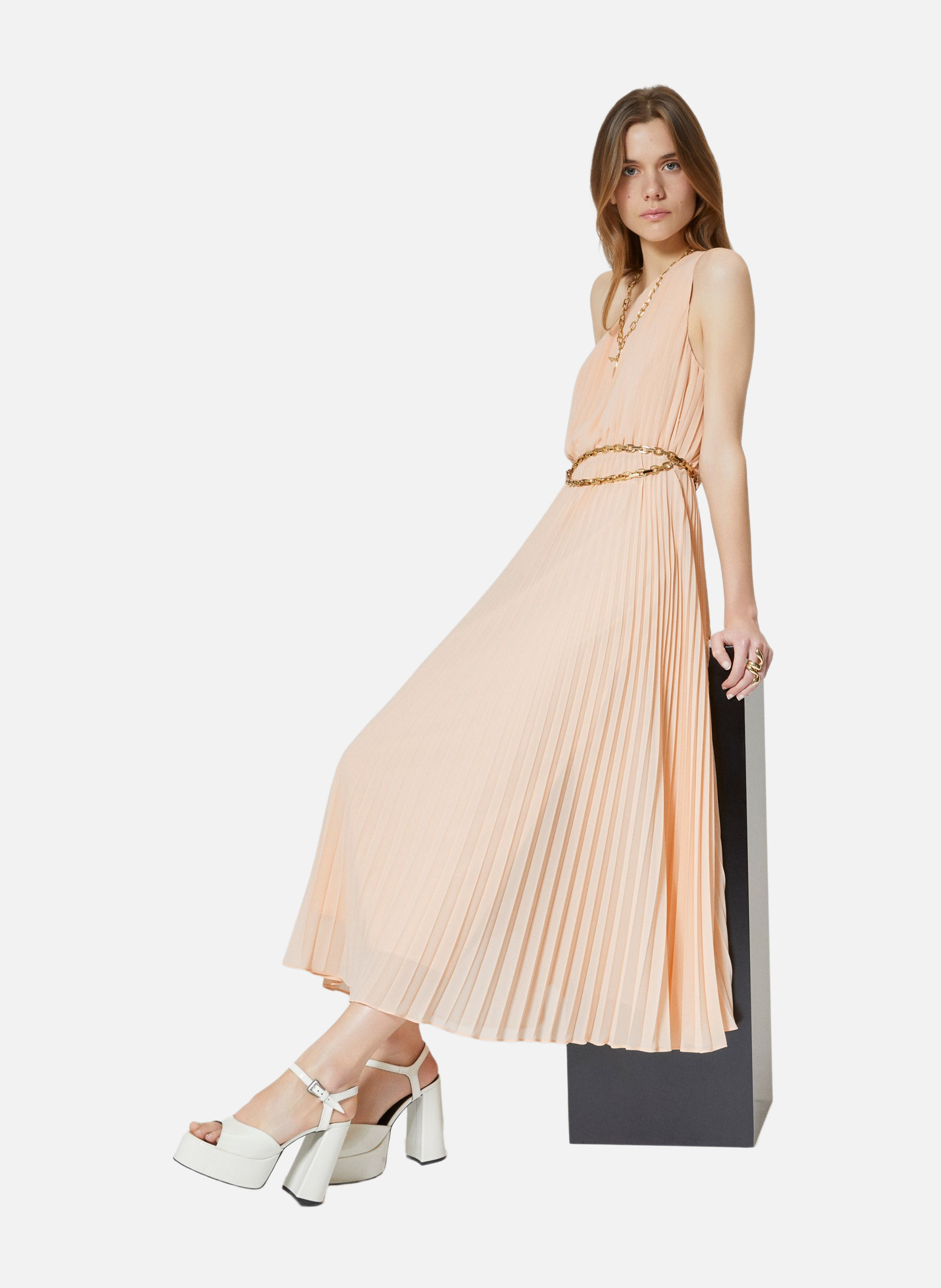 Robe longue asymétrique plissée THE KOOPLES Beige