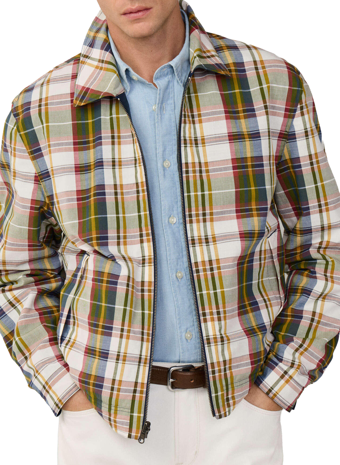 Reversible jacket in mixed linen and cotton FACONNABLE Blue