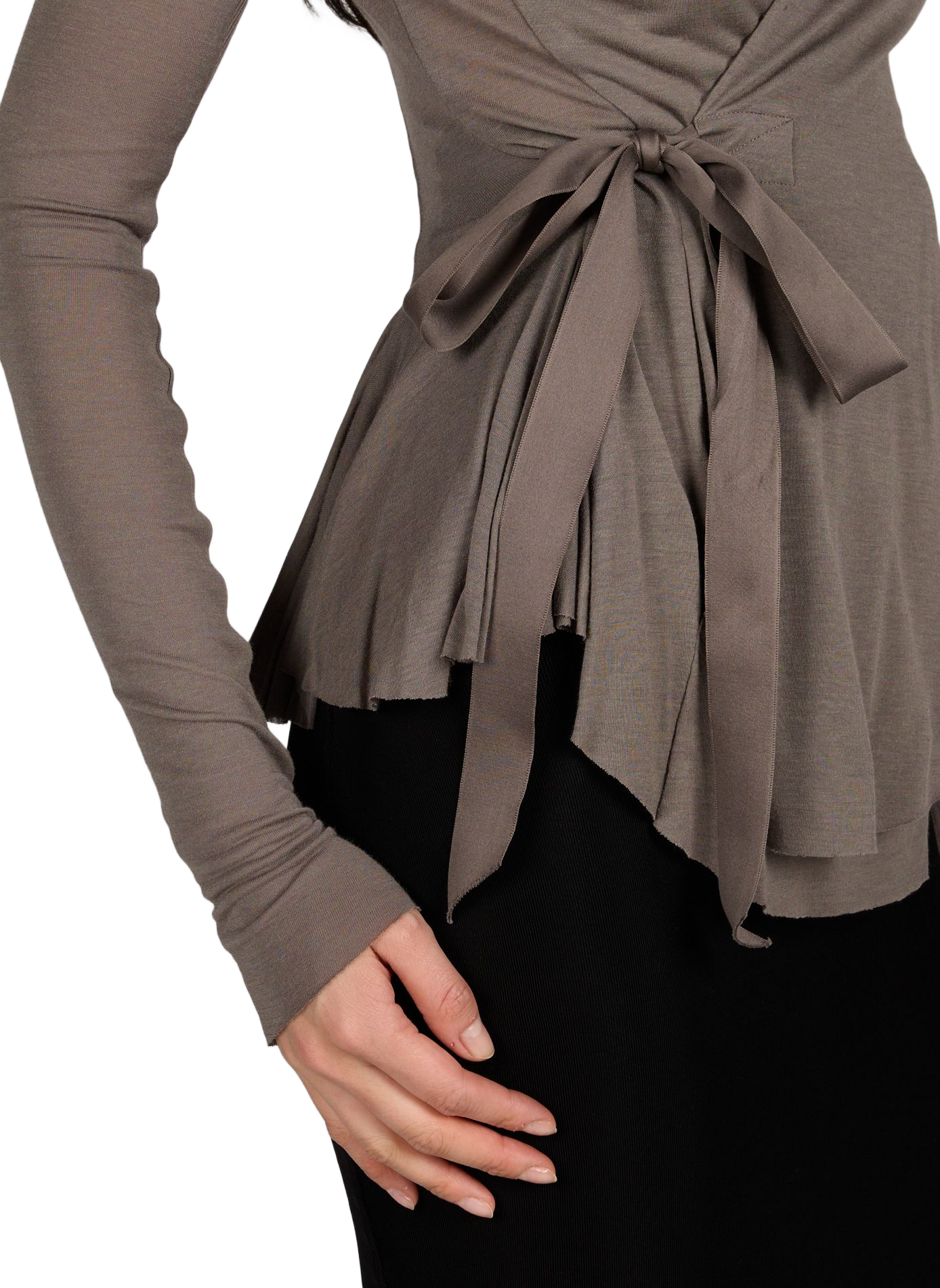 Cardigan à manches longues noué sur le devant RICK OWENS Beige