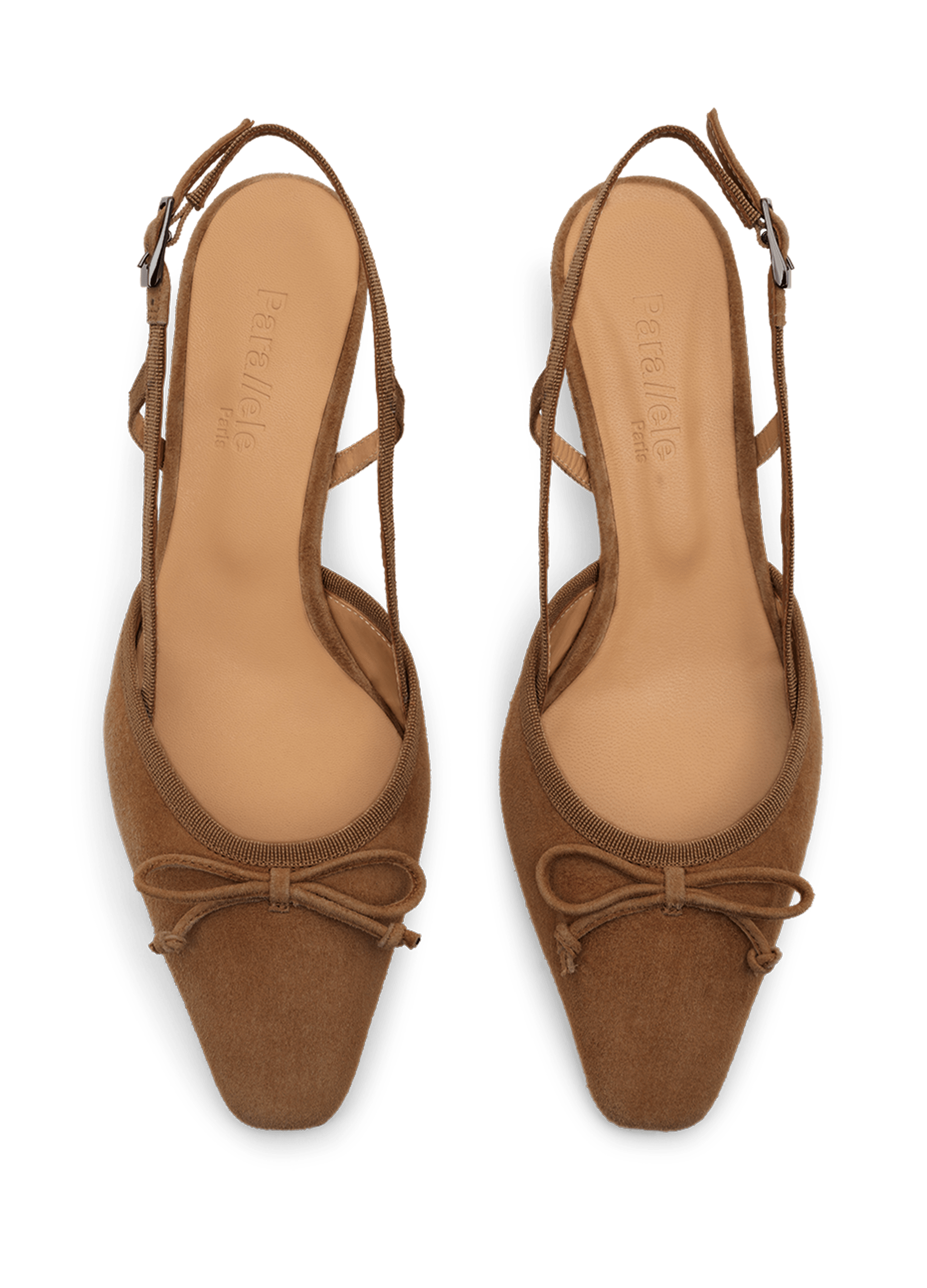 Sling back agata en chevre velours PARALLELE Marron