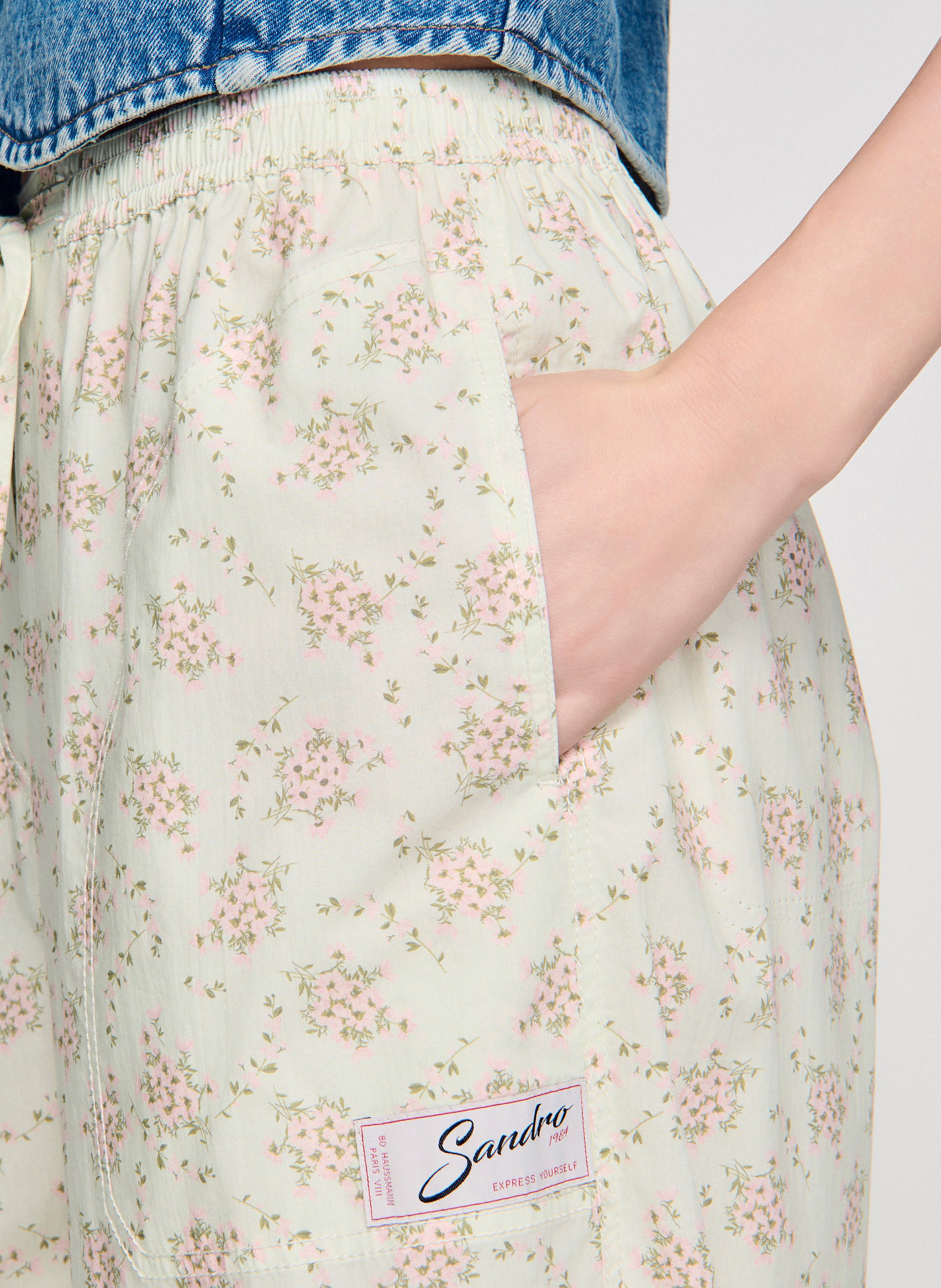 Pantalon large à imprimé floral SANDRO Rose