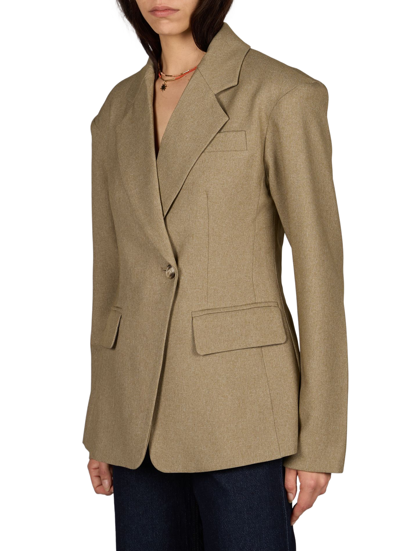Blazer cintré à col tailleur TOPSHOP Gris