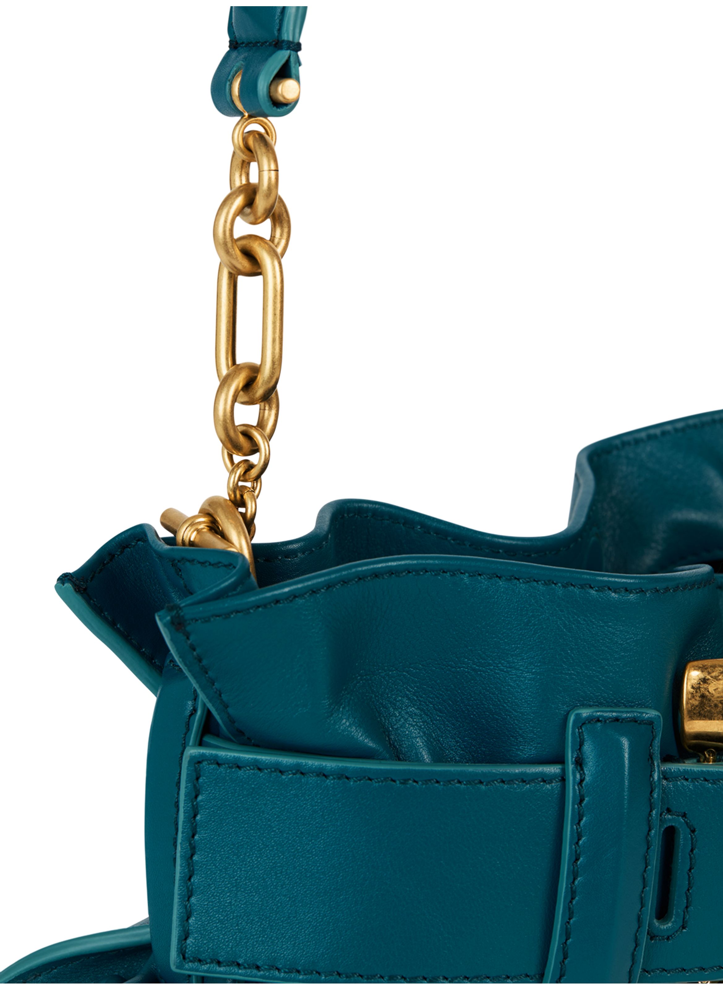 Sac anthem mini en cuir lisse BALMAIN Bleu