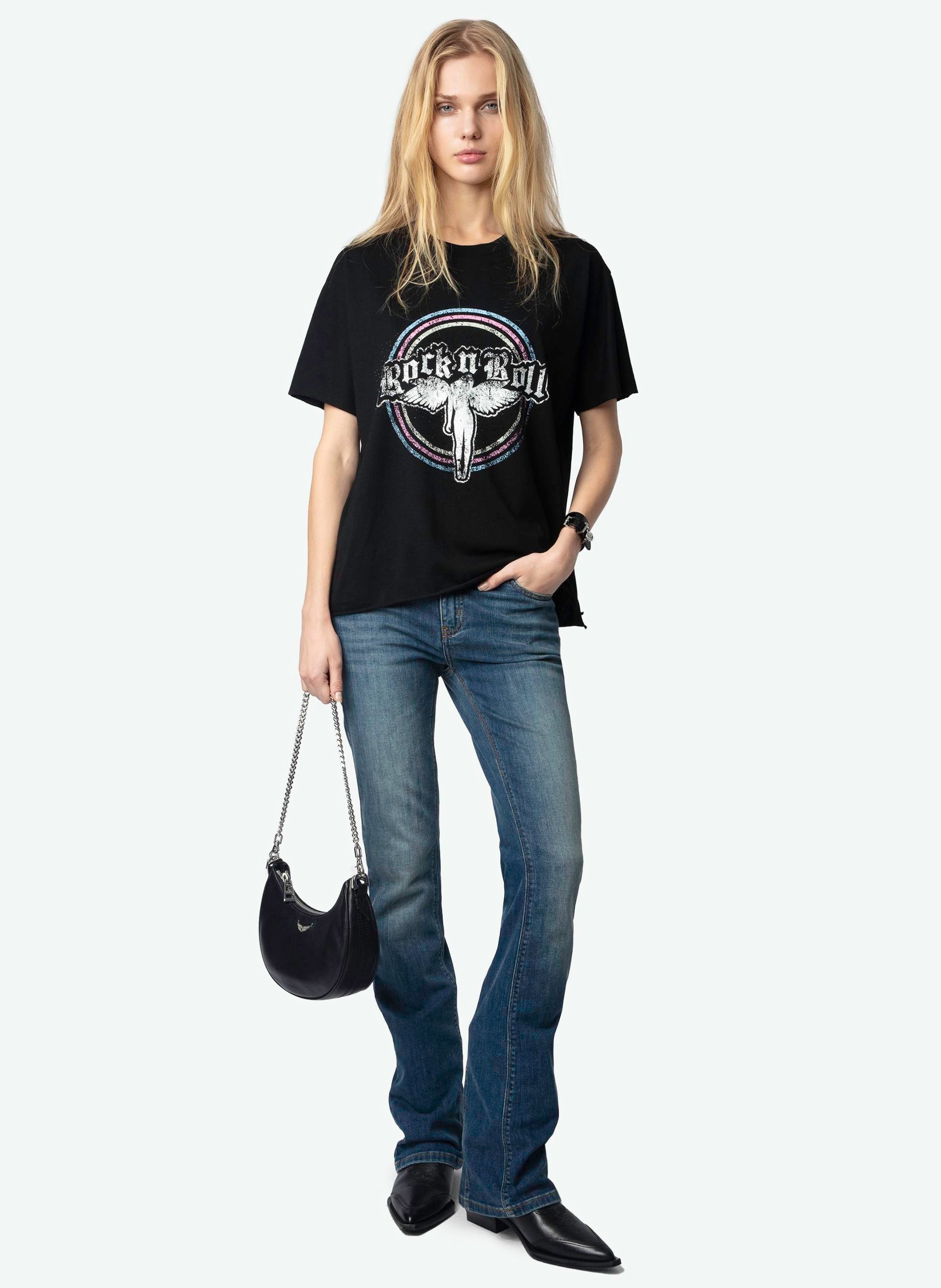Tee-shirt imprimé en coton bio tommer ZADIG&VOLTAIRE Noir