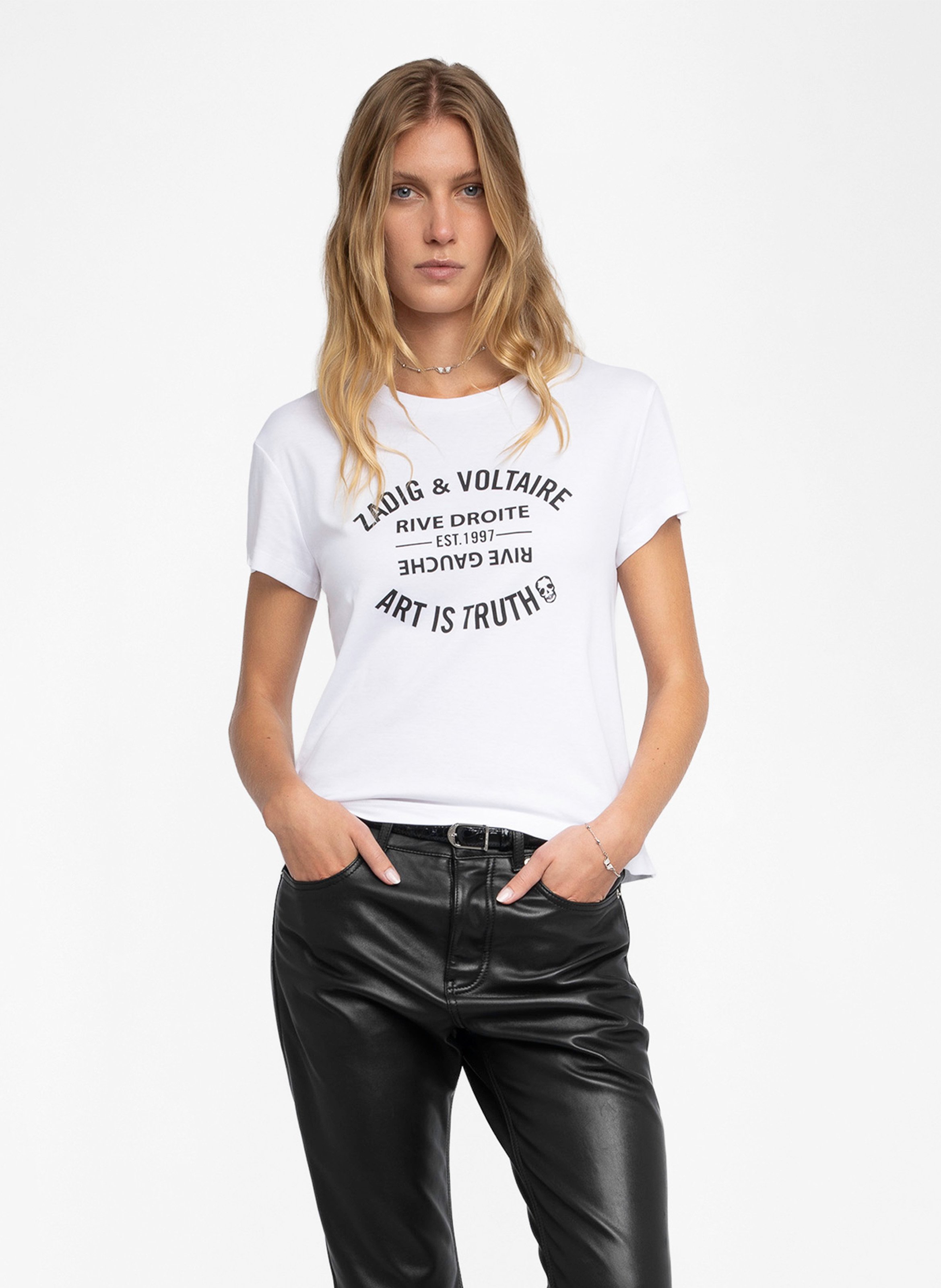 Rechte T-shirt van bedrukt katoen met "walk" opdruk ZADIG&VOLTAIRE Wit