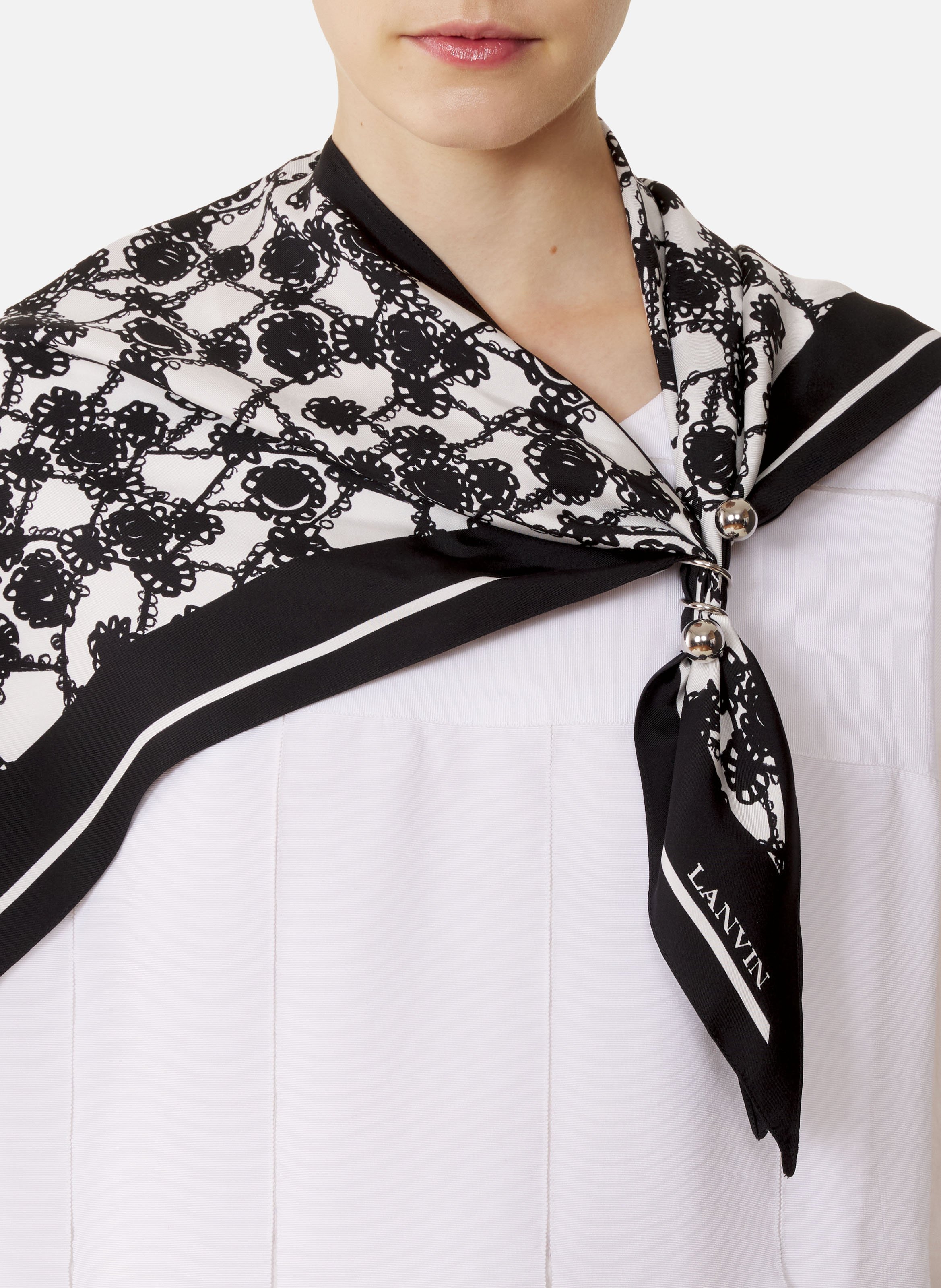 Top bijou motif marguerites LANVIN Blanc