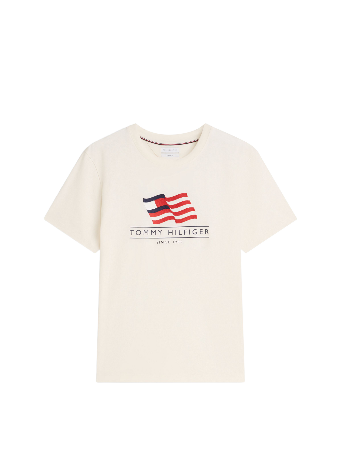 Cotton T-shirt with flag motif and logo TOMMY HILFIGER Beige