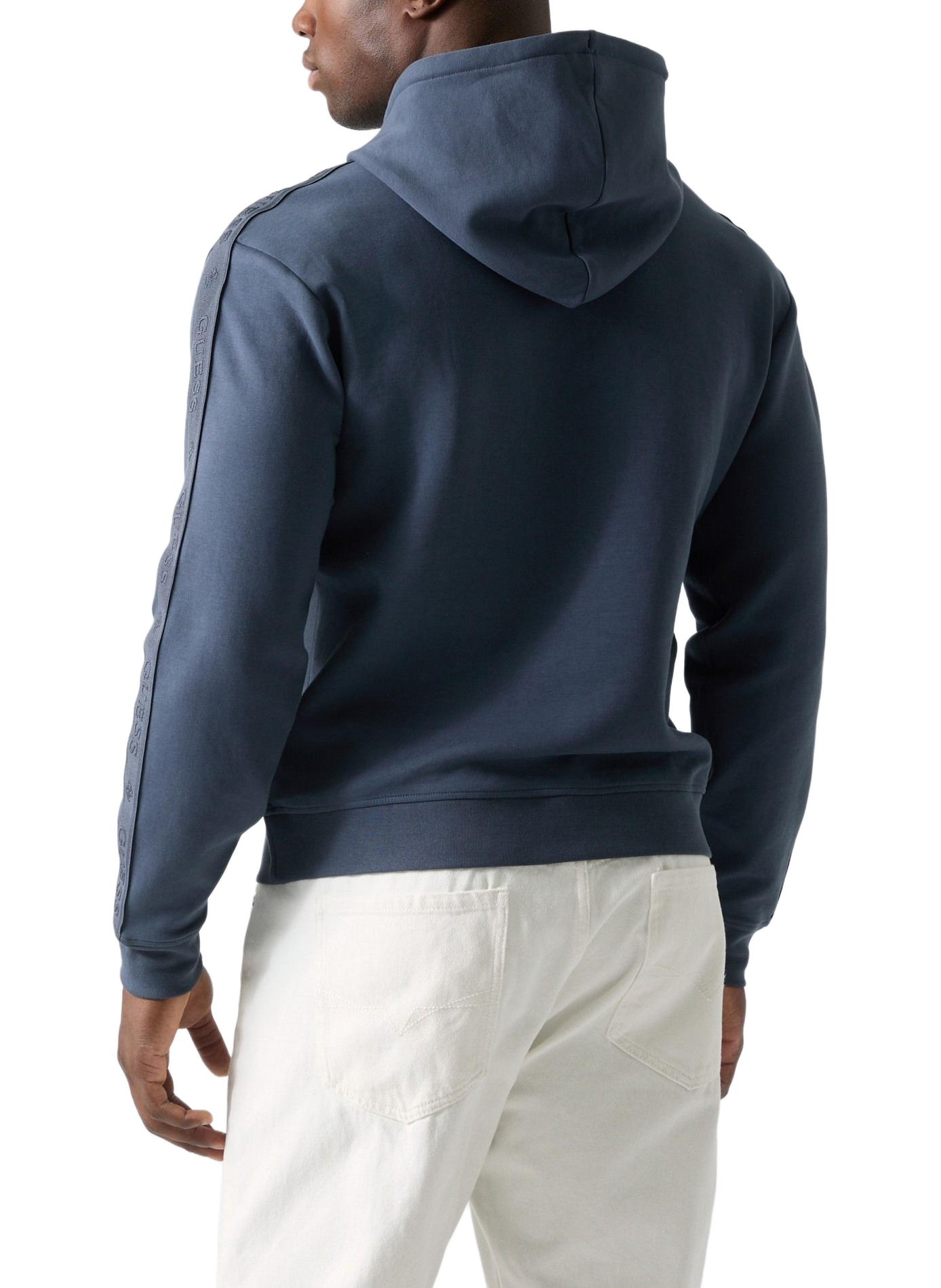 Hoodie with logo tape in blended cotton GUESS Blue