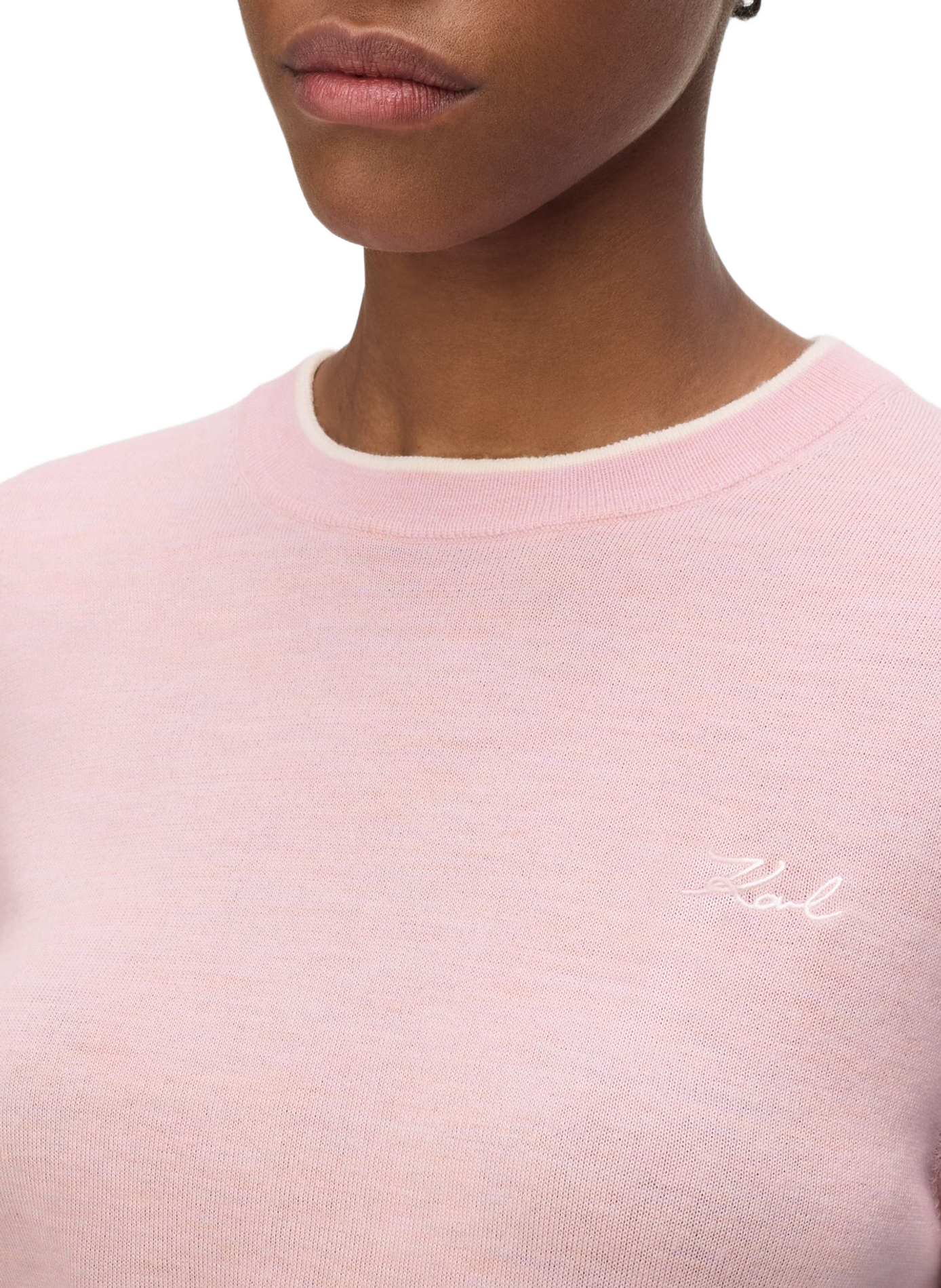 Pull en laine mérinos KARL LAGERFELD Rose