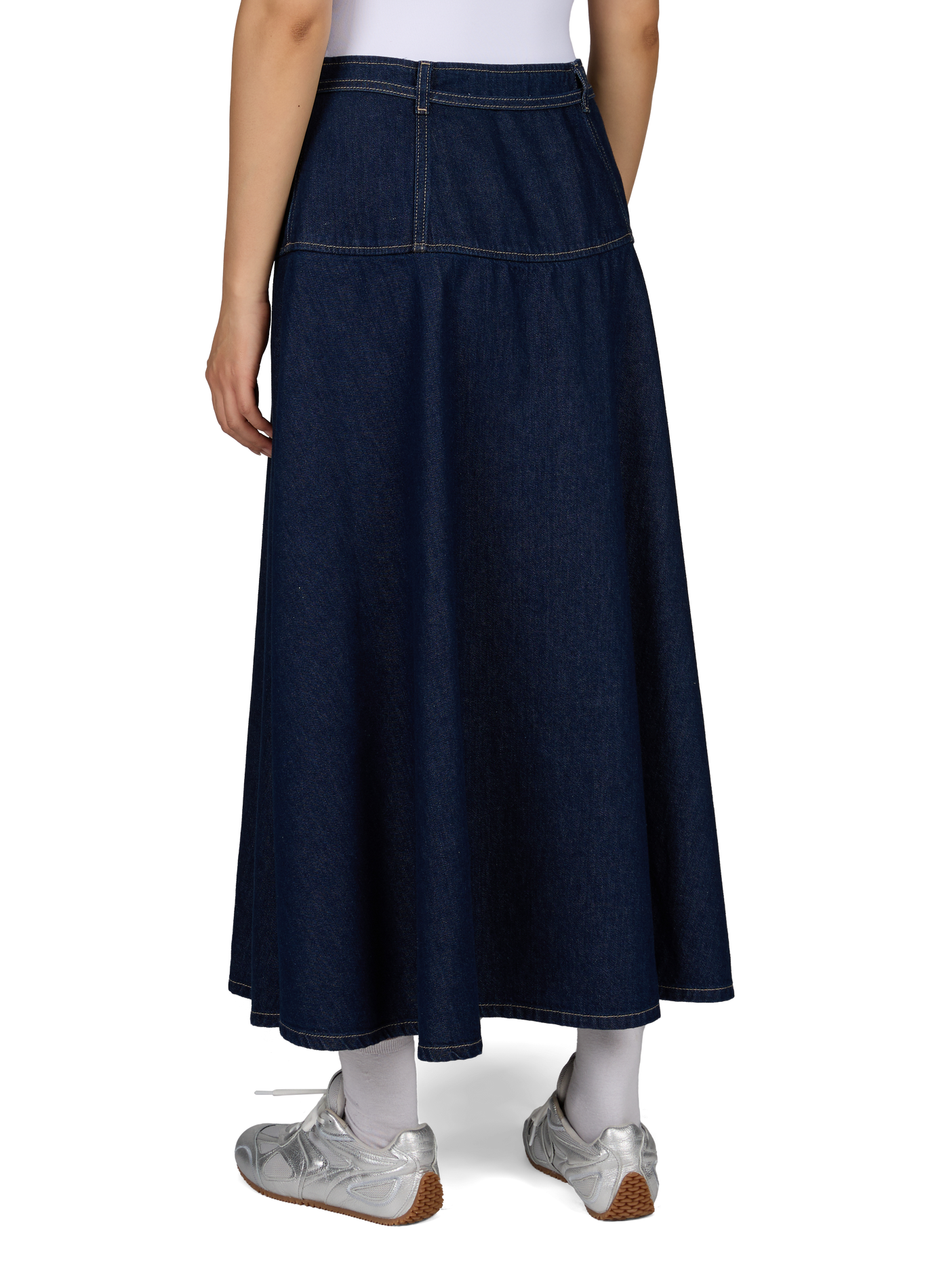 Flared denim skirt with belt SAMSOE SAMSOE Blue