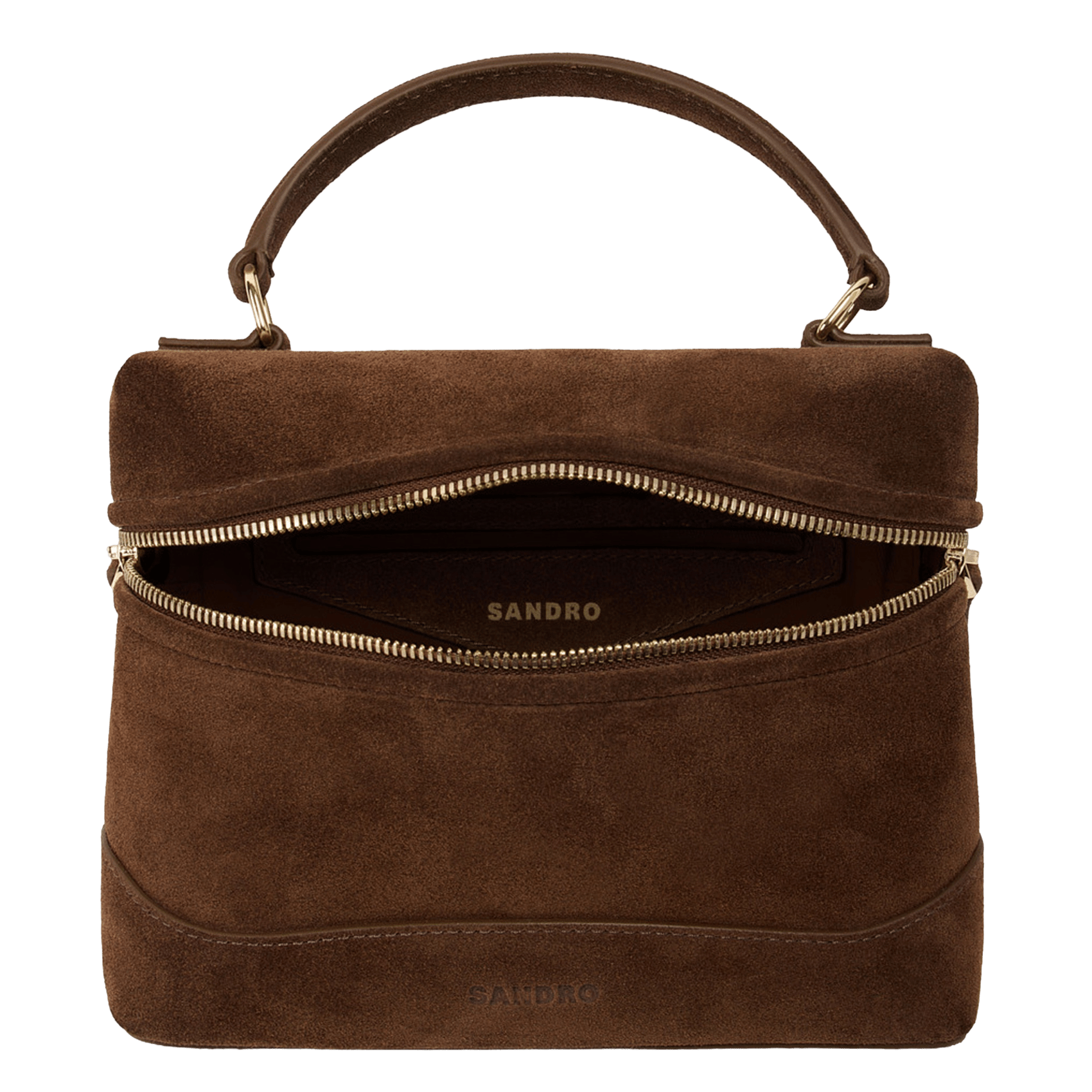 Sac bandoulière en cuir velours SANDRO Marron