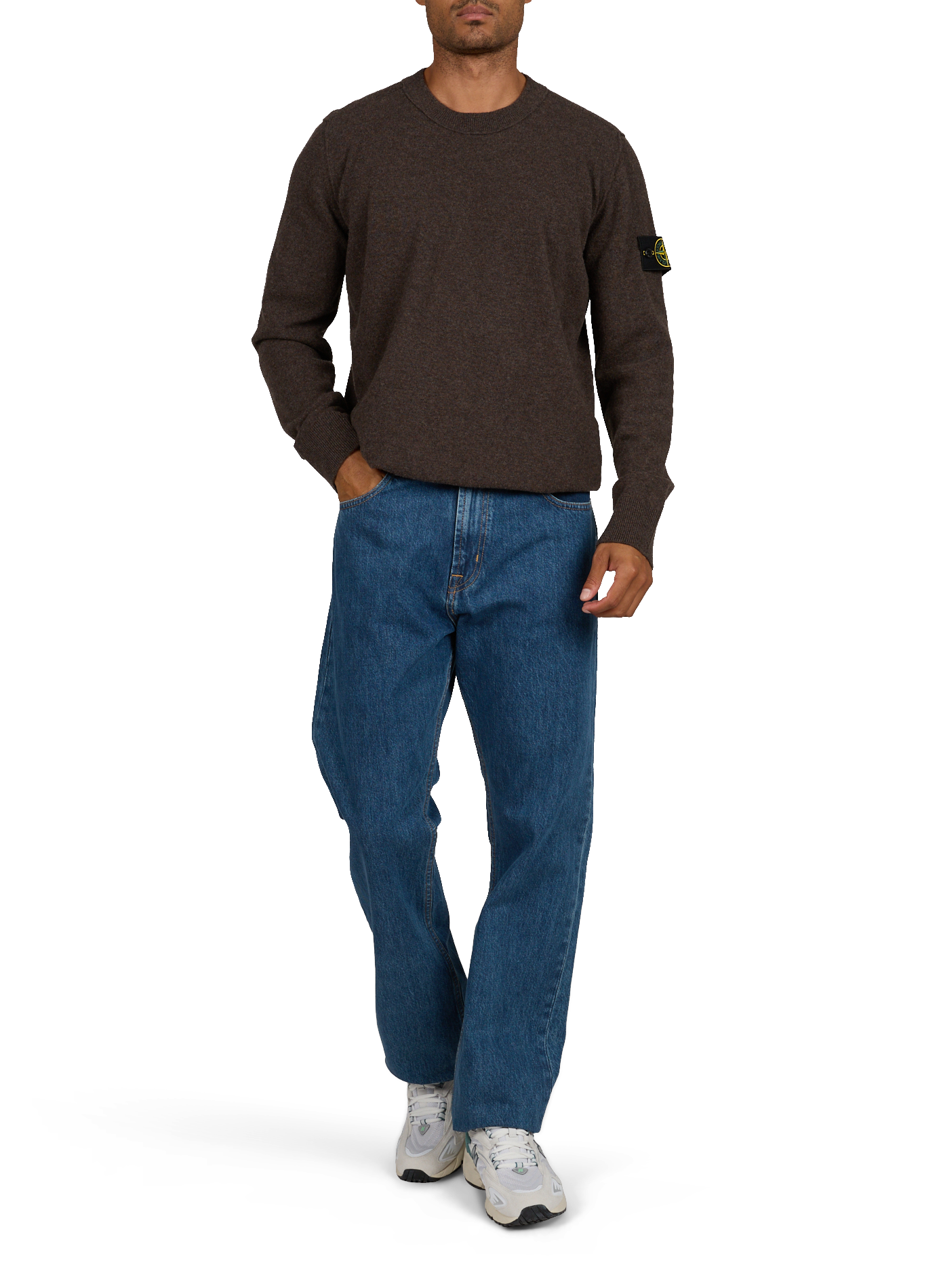 Gerader Rundhalsausschnitt-Pullover aus Wolle STONE ISLAND Grau