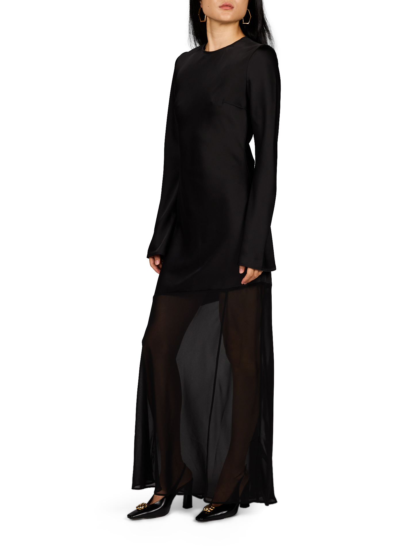 Lange zweifarbige Kleid ROTATE Schwarz