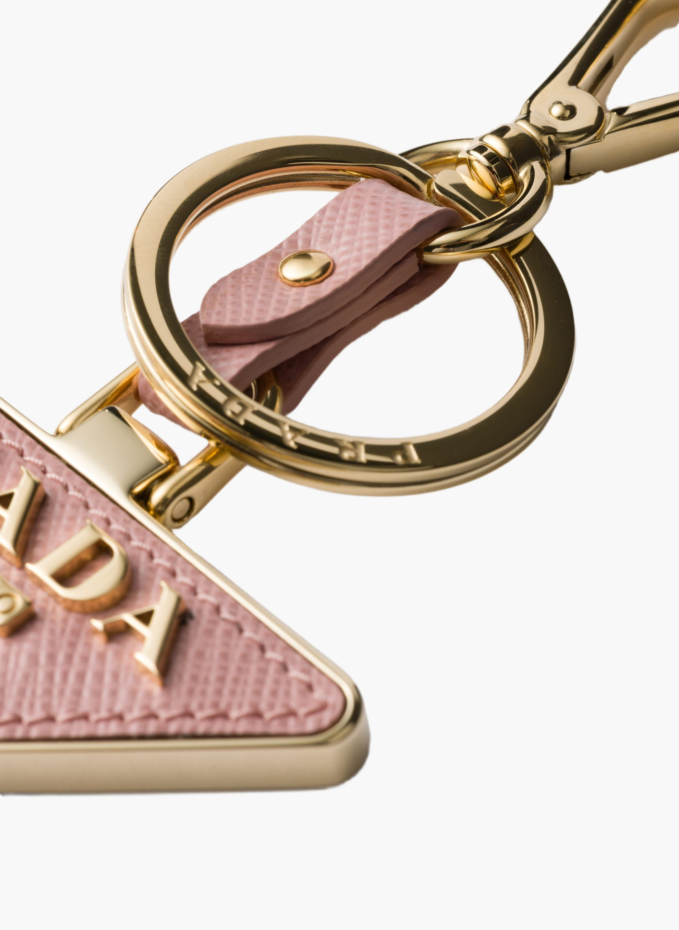 Porte-clé en cuir saffiano et métal PRADA Rose