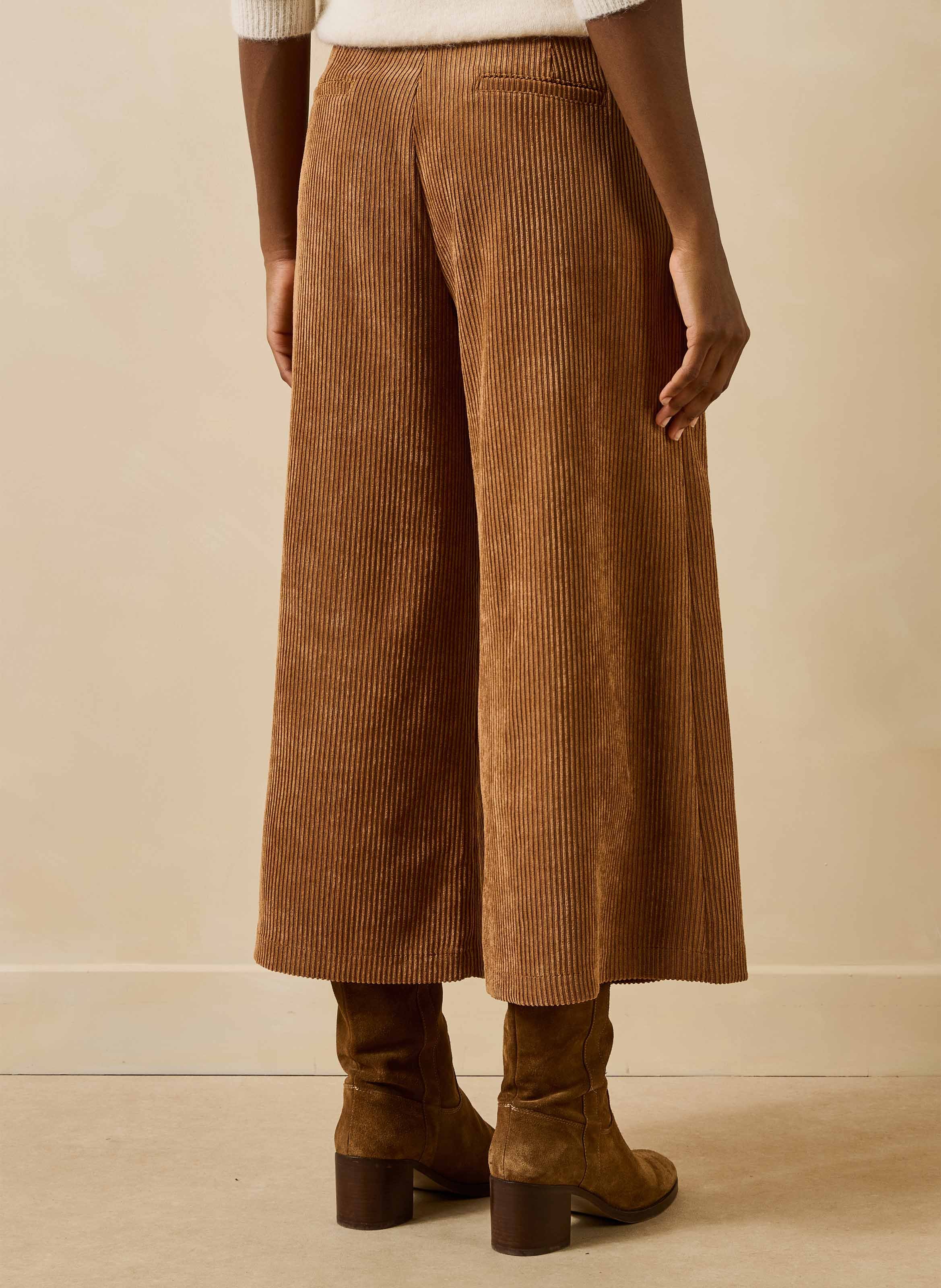 Cropped ribfluwelen broek LA FEE MARABOUTEE Bruin