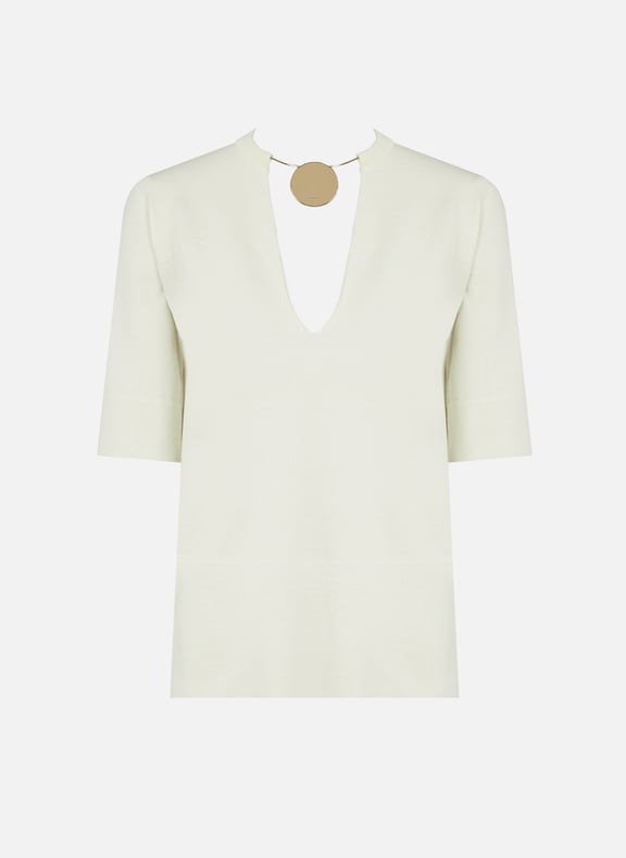 T-shirt en maille laine vierge Blanc by JIL SANDER JIL SANDER T-shirt en maille laine vierge Blanc