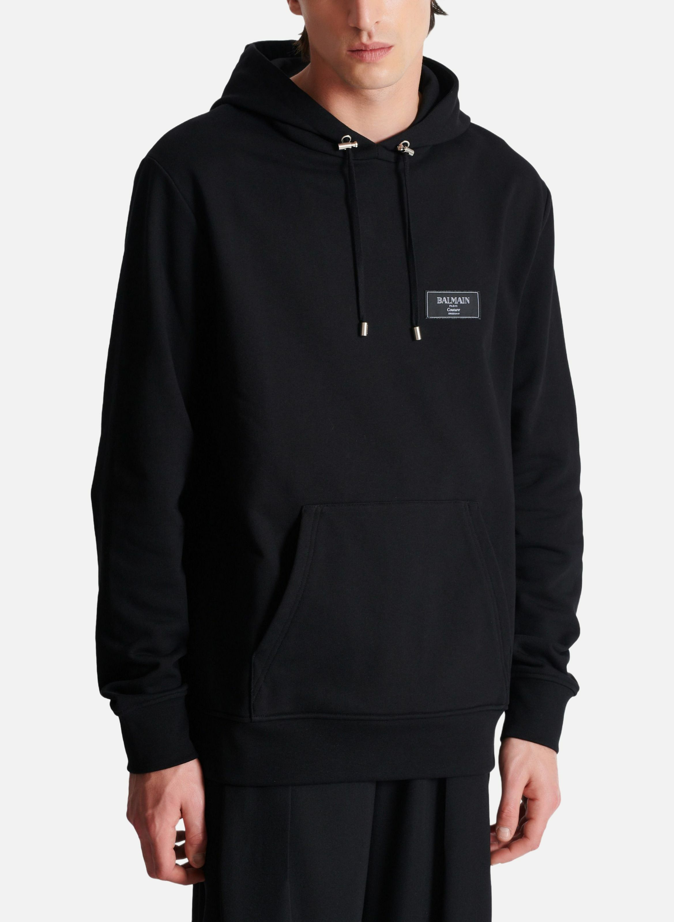 Hoodie à étiquette balmain couture BALMAIN Noir