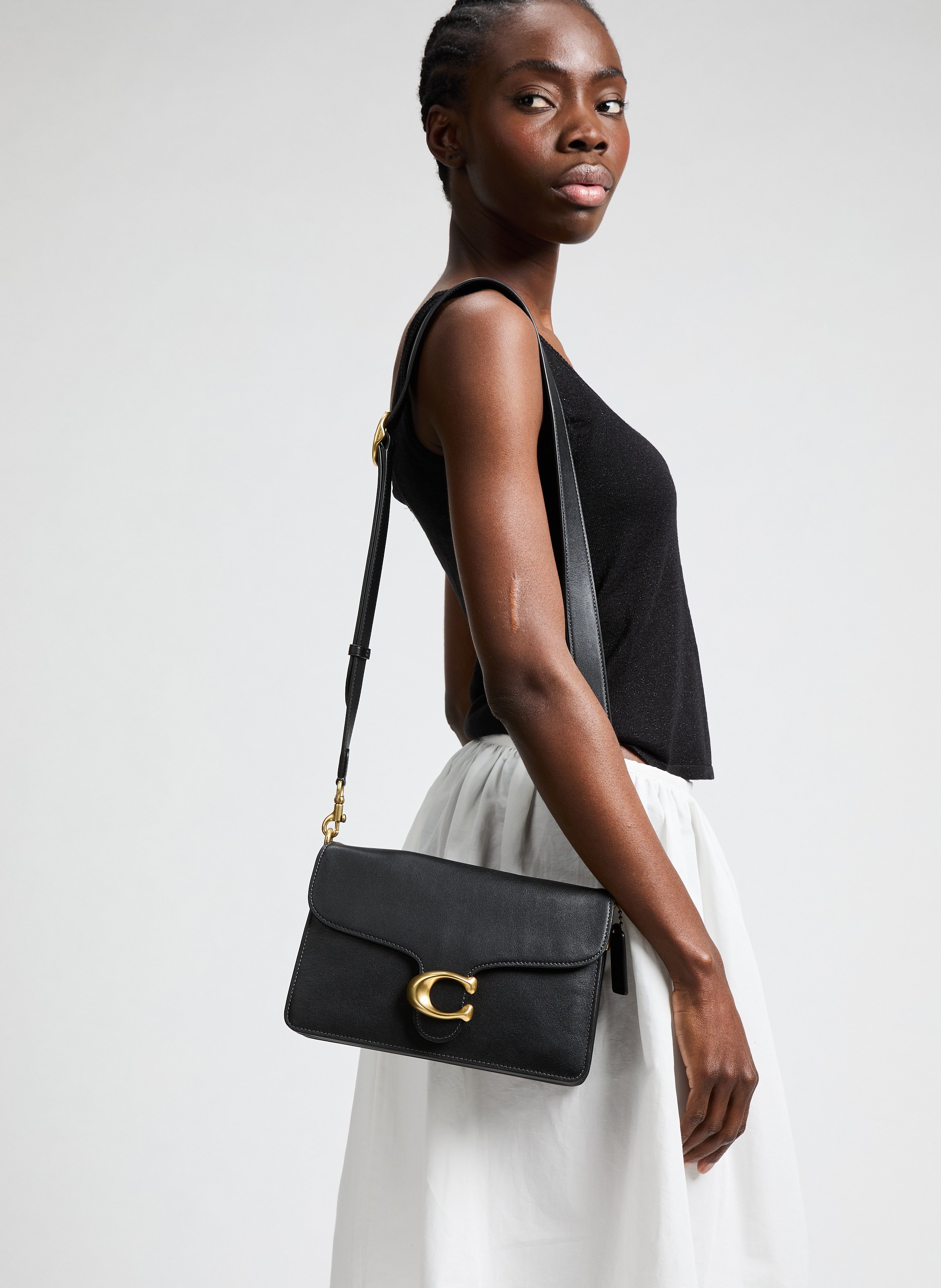 Sac épaule avec chaîne en cuir COACH Noir