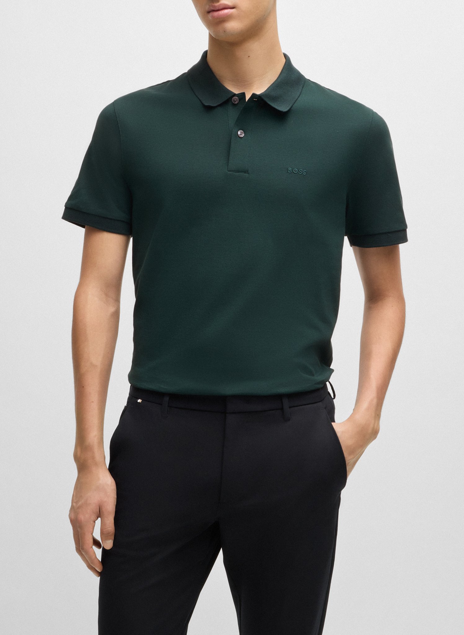 Polo regular-fit en coton bio BOSS Kaki