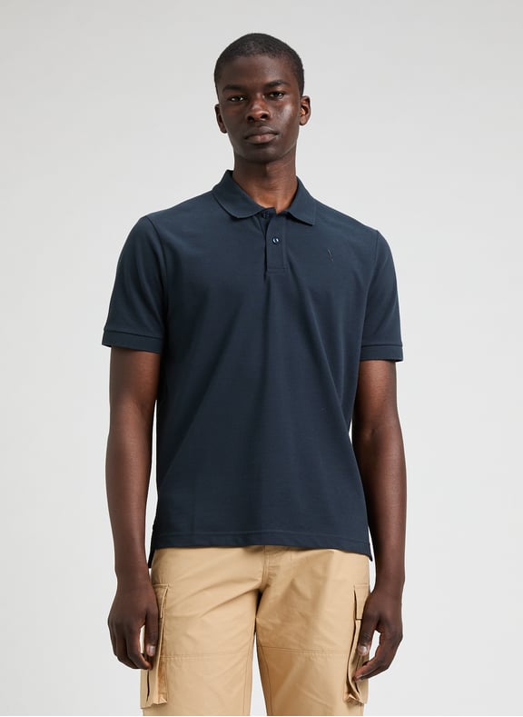 Short-sleeved polo in blended cotton Blue by AIGLE AIGLE Short-sleeved polo in blended cotton Blue