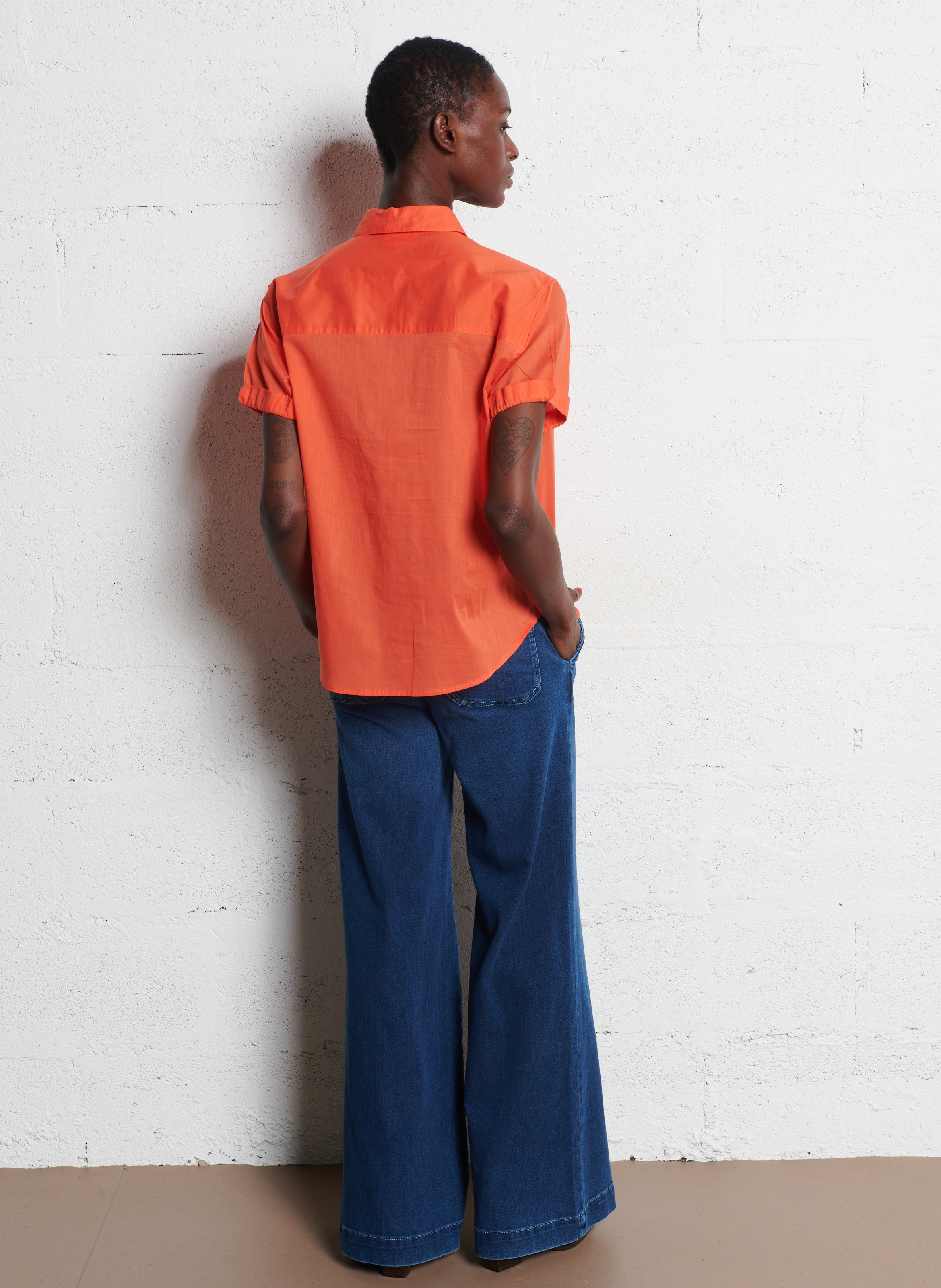 Chemise col classique en coton soline MAISON 123 Orange