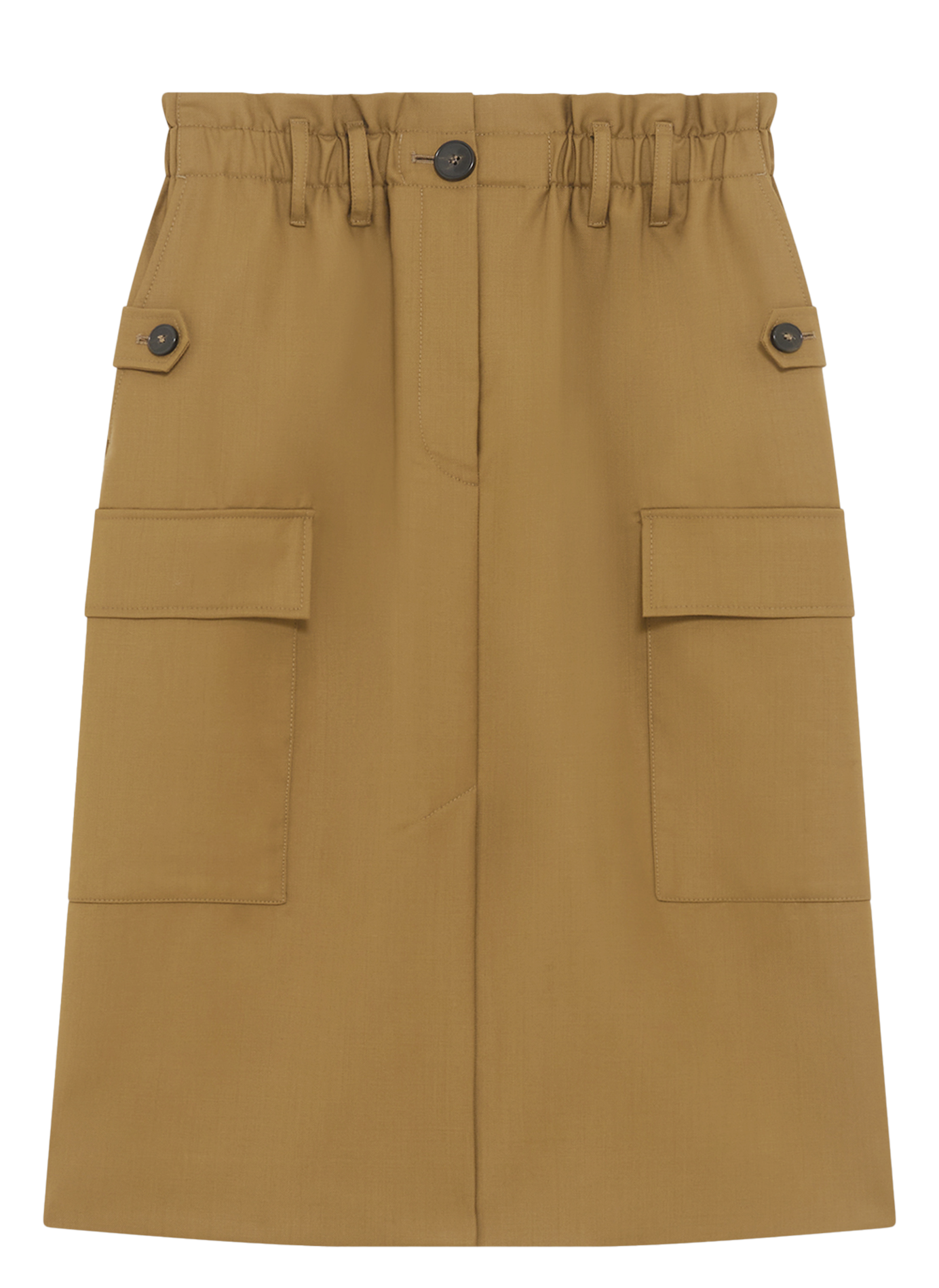 Jupe midi droite à poches en laine carrie IRO Marron