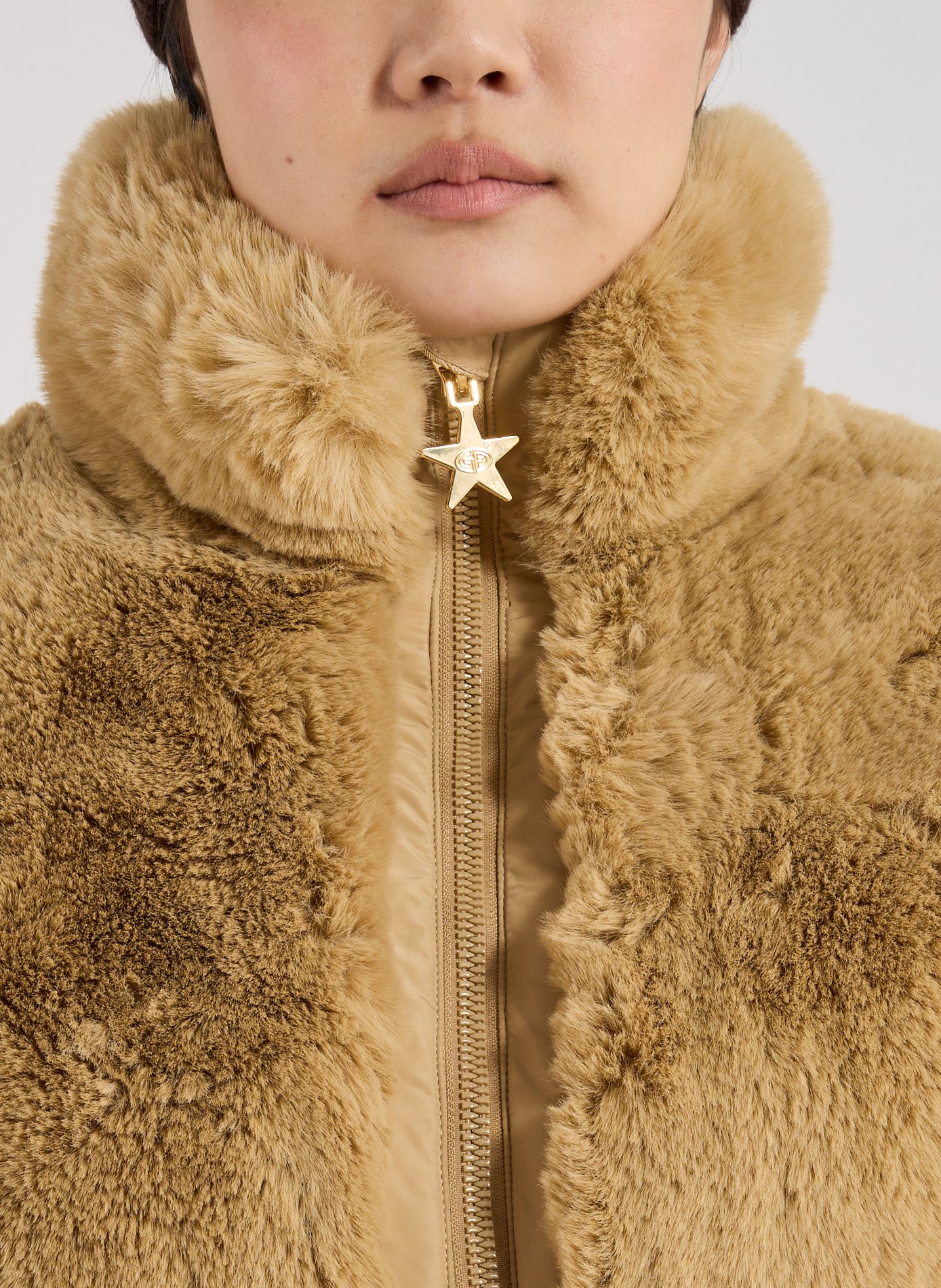 Veste à col montant effet fourrure GOLDBERGH Marron